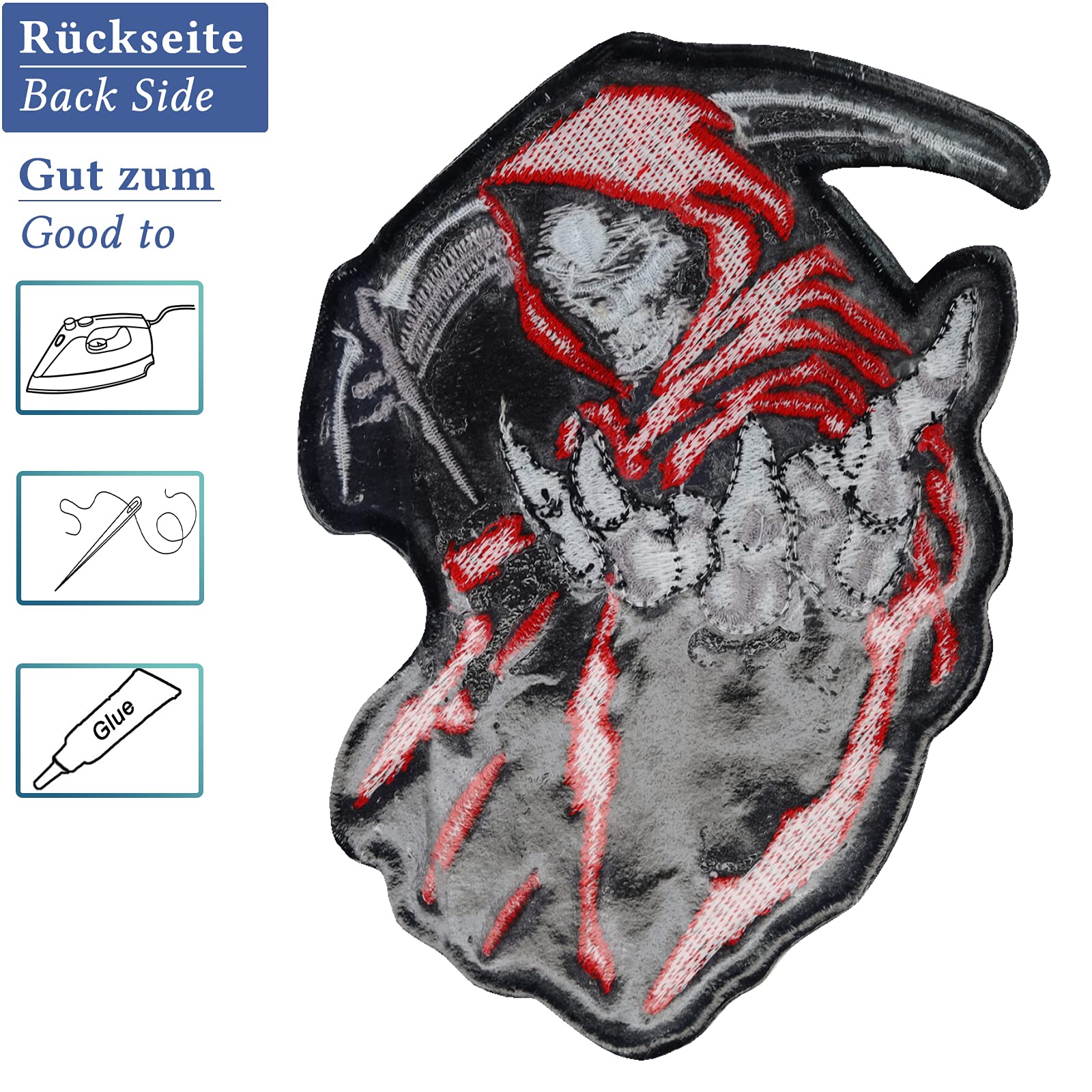Patch Thermocollant Strass Tête De Mort Gothique – Transfert Thermique Pour T-shirt, Veste | Déco DIY (29,7x21 Cm)