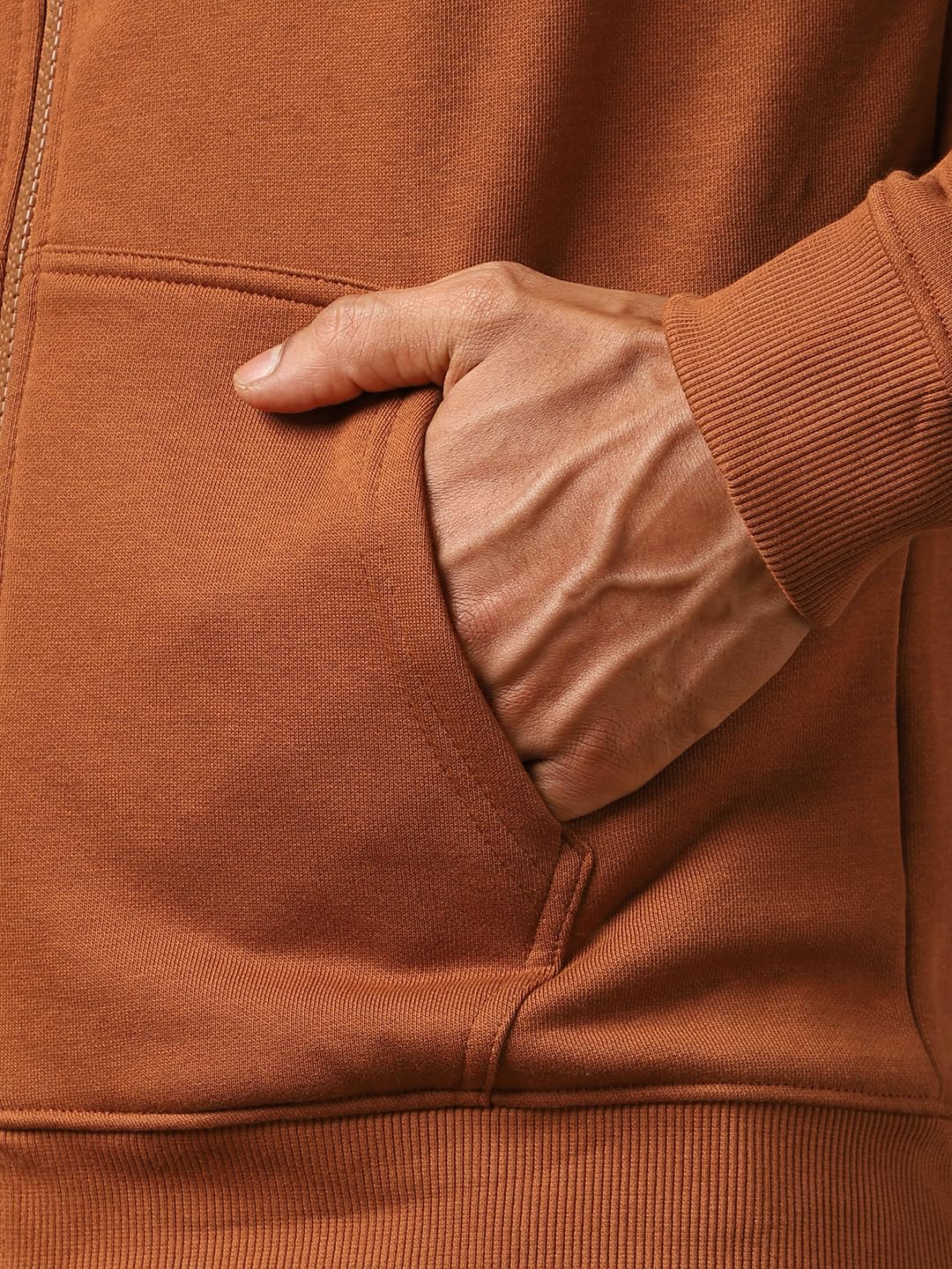 Nobero Męska bluza z polaru bawełnianego o gramaturze 280 g/m², jednolity kolor, regularny krój, bluza z kapturem, dla mężczyzn, stylowa i swobodna