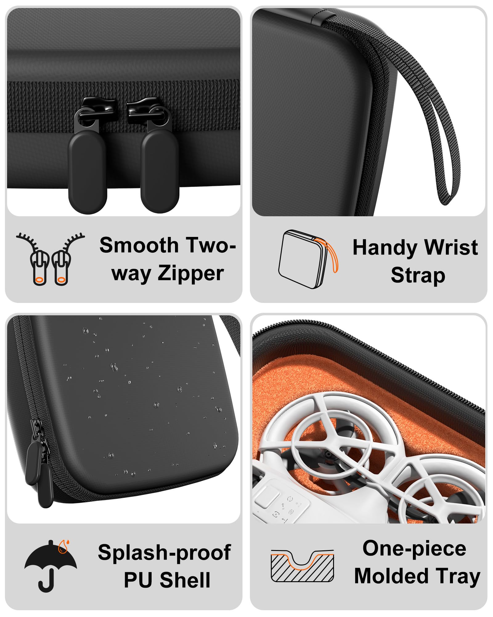 ProCase Twardy futerał do DJI Neo 2 (2025) – odporny na wstrząsy schowek podróżny na drona + 2 baterie (tylko etui) – pomarańczowo-czarny