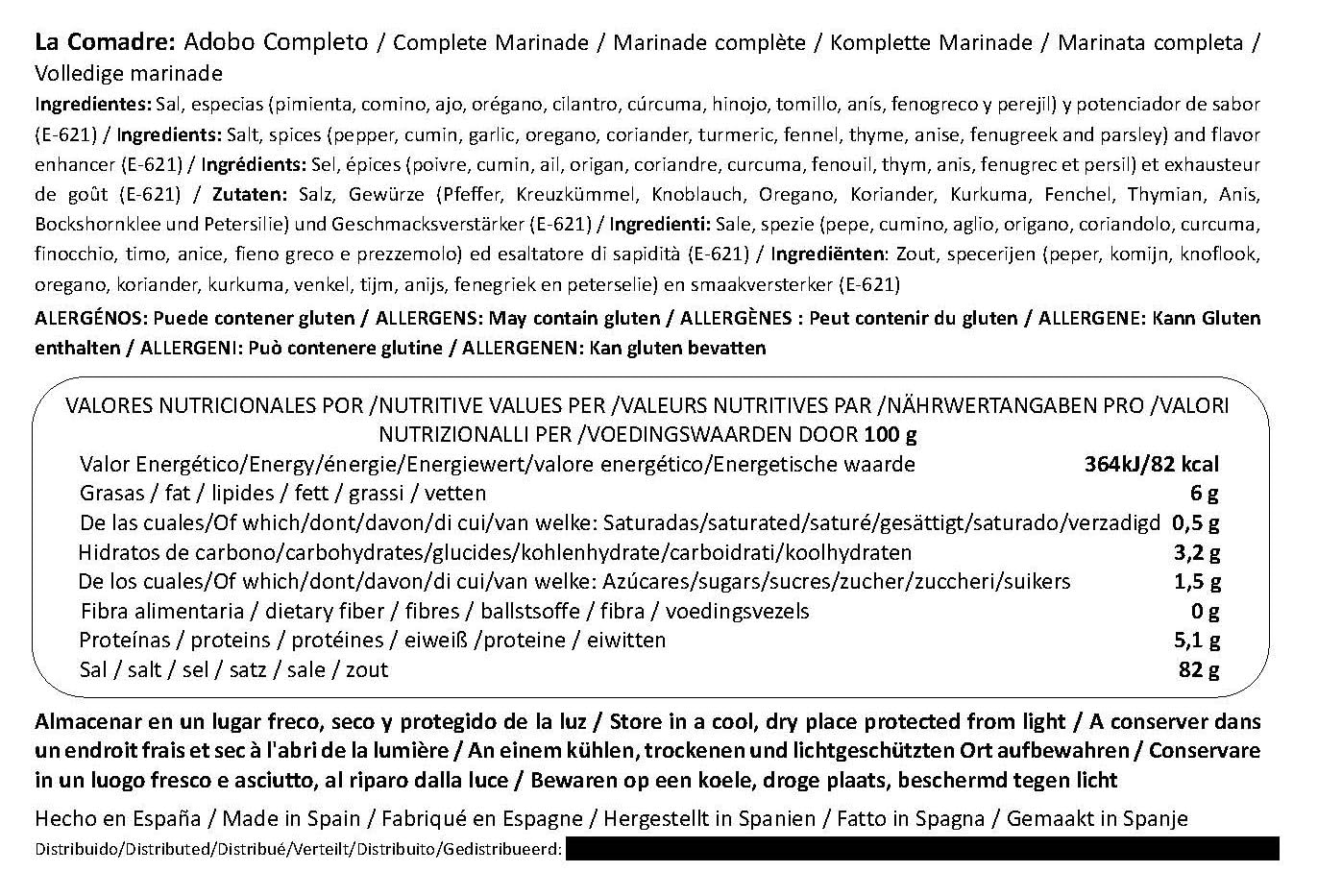 Adobo Completo La Comadre. Marinade Complète. Venezuela. Assaisonnement. Pot de 200 g