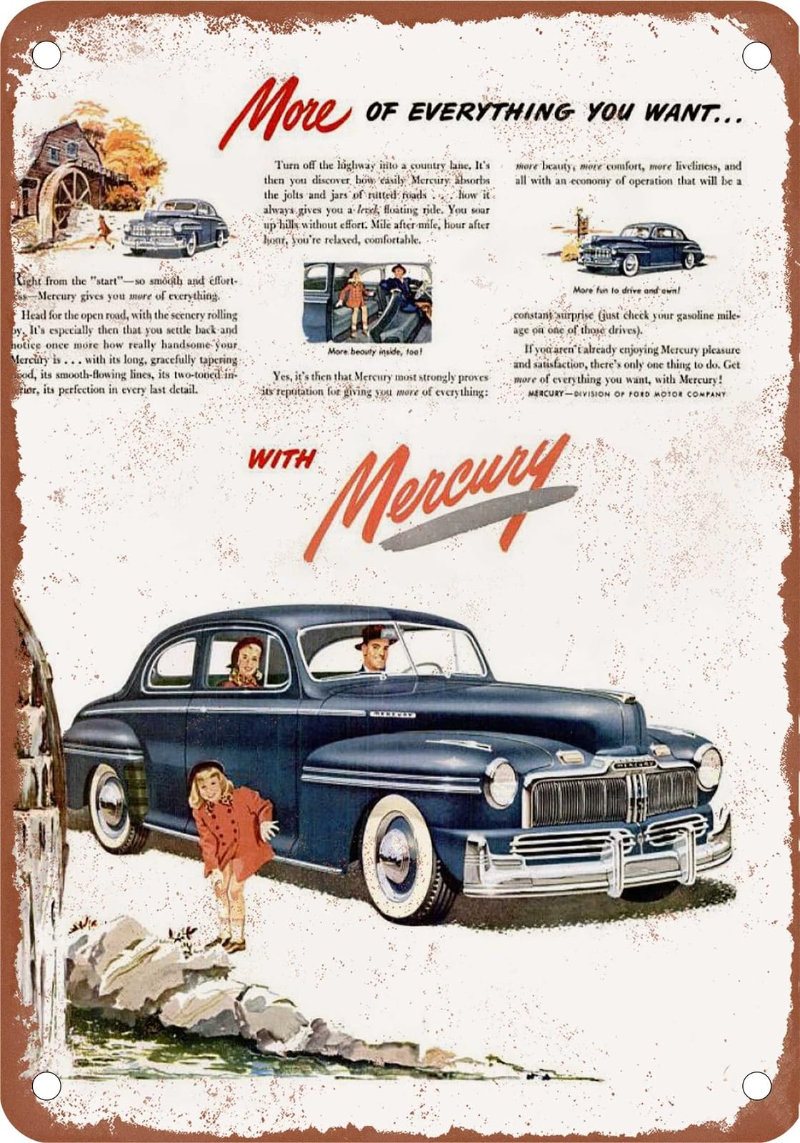 Miaomansenstore Metal Sign - 1948 Mercury Vintage Ad 04 - Old Retro Rusty Look Home Decor