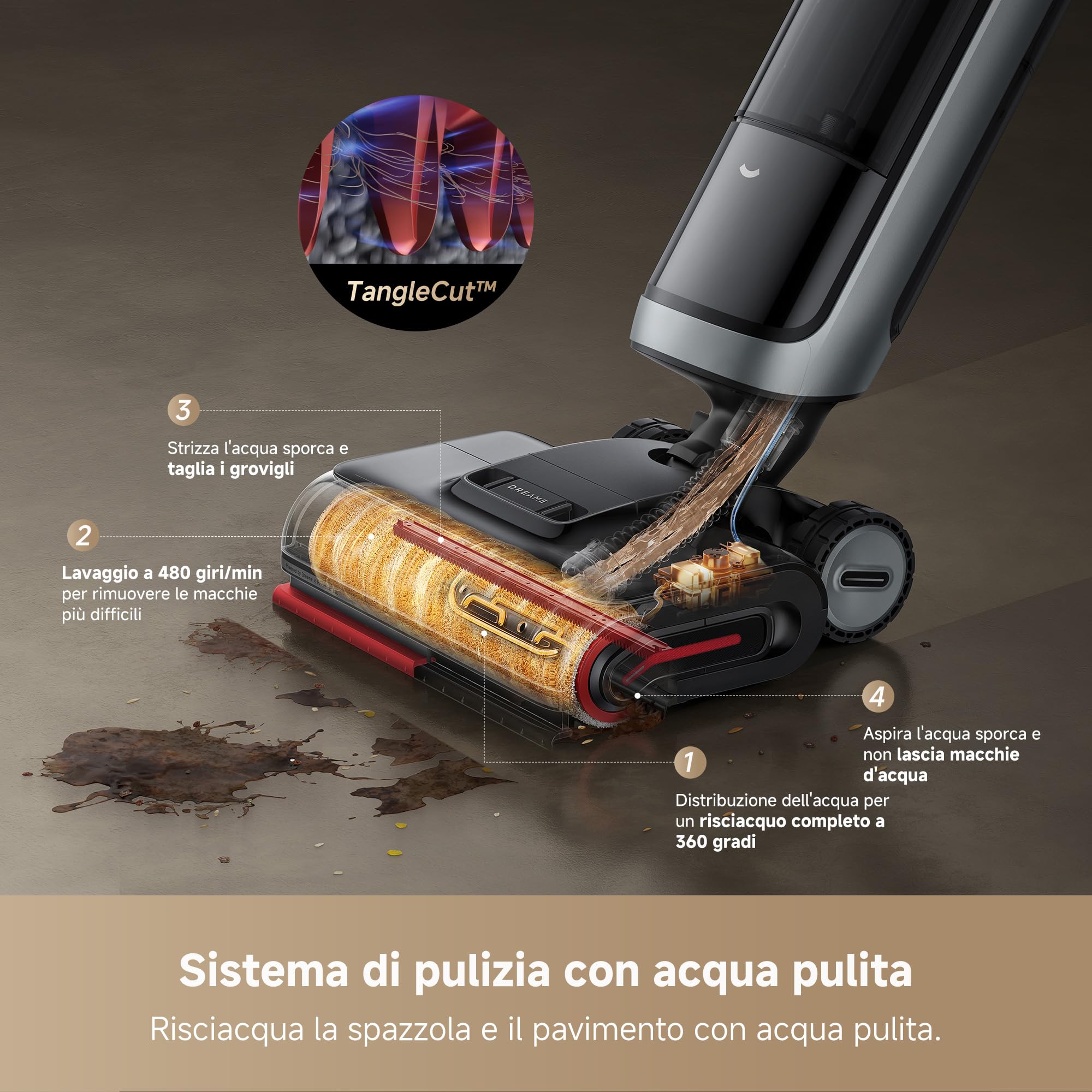 DREAME H15 Pro Heat Aspirapolvere Lavapavimenti, Lavaggio 85 °C, Braccio Robotico IA GapFree, RGB, Aspirazione 22.000 Pa, 0 Grovigli,Lavaggio Spazzola 100 °C,Asciugatura 5 Min 90 °C,Navigazione e App