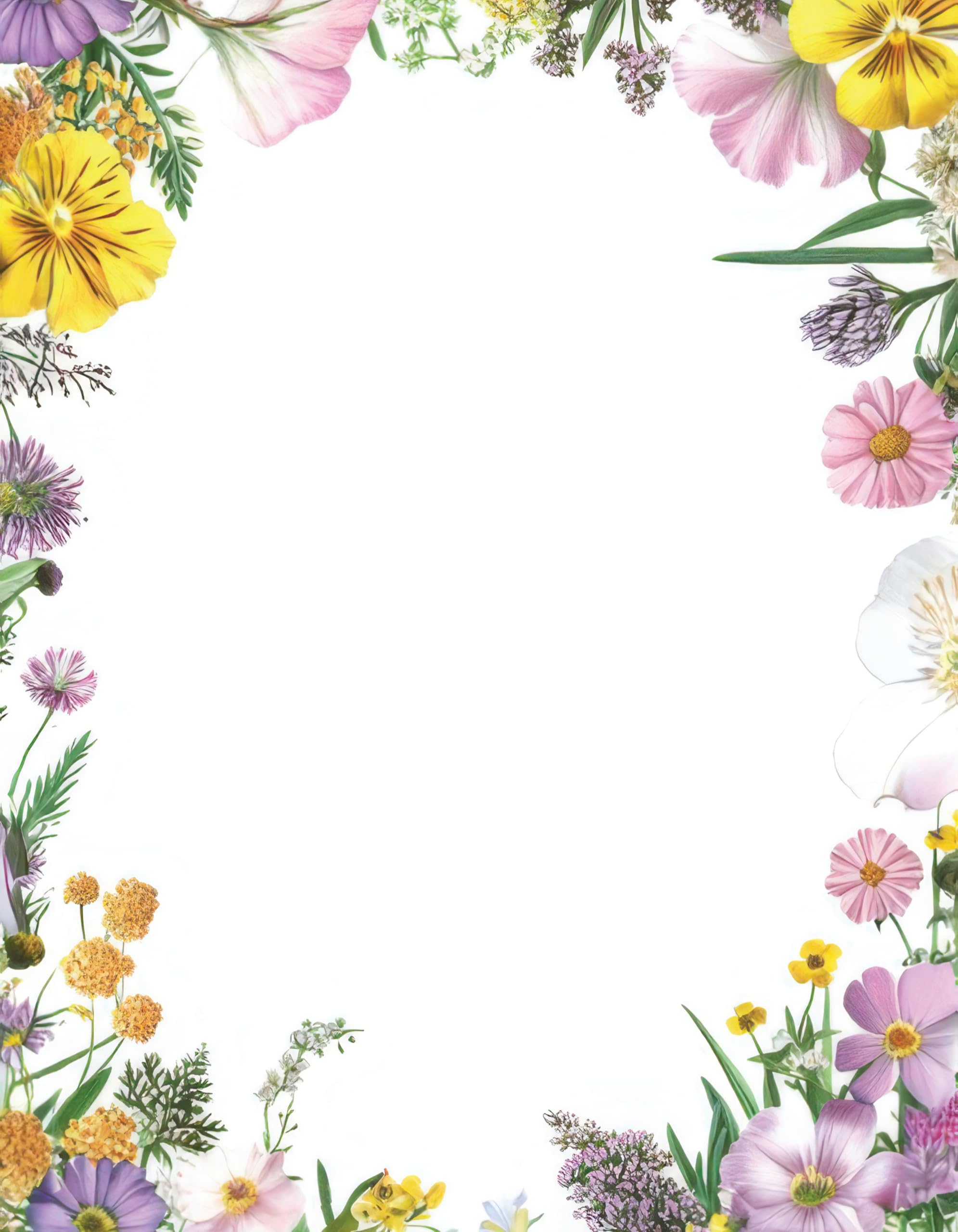 Flower Patch - Papel para impresora de papelería floral - 125 hojas - 8.5 x 11 pulgadas