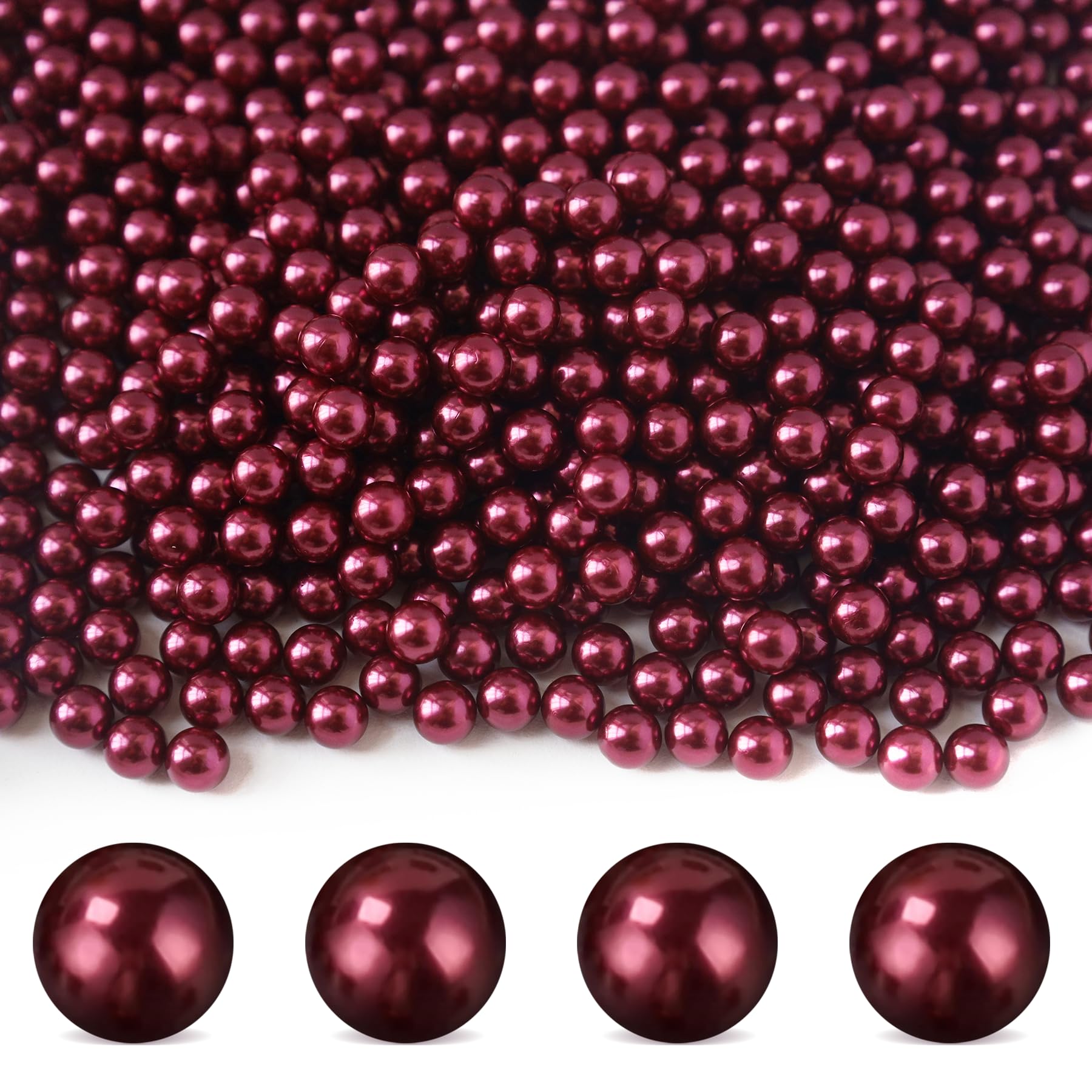2700Pcs WineRed Vase Filler No Hole Pearl Beads, 6mm Art Faux Pearls for Crafting, Vase Filler for Centerpieces Wedding Party Decoration, Home Table Decor, DIY Crafts