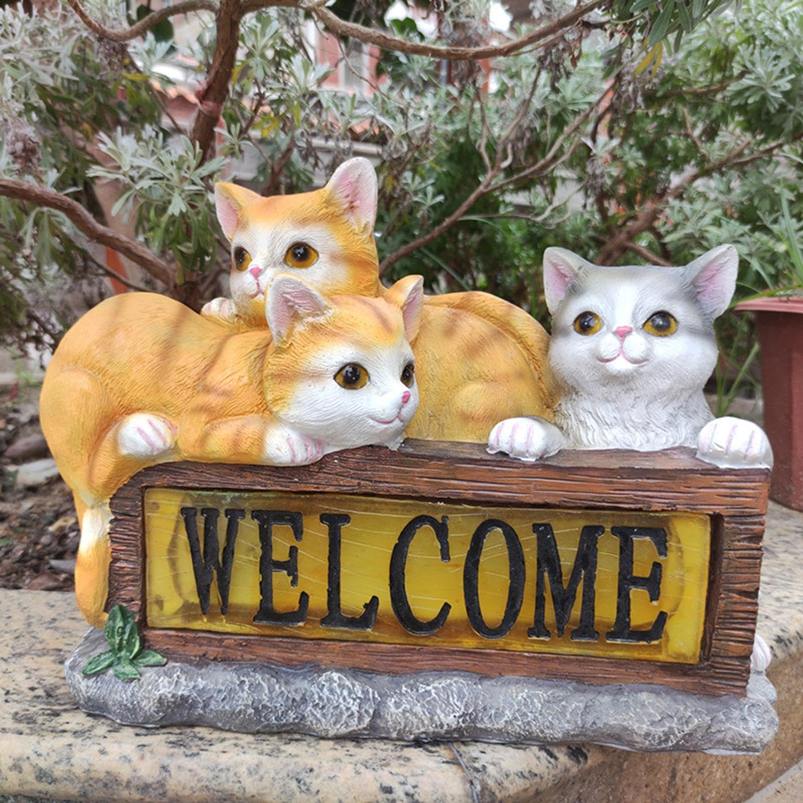 Estatua Solar de Gato – Luz Solar de jardín al Aire Libre, Adornos de Gato de Resina | Estatua Luminosa de Gatito, Adorable Escultura de Gato, decoración de césped para balcón | de Resina | Estatua Luminosa de Gatito, Adorable Escultura de Gato, decoració