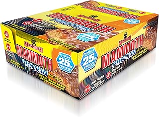 MAMMOTH Protein Bar, Chocolate Peanut Butter Crunch, 25g Protein, Low Sugar, Low Carb, Gluten Free, 12 x 65g (12 Count) (Chocolate Caramel Crunch)