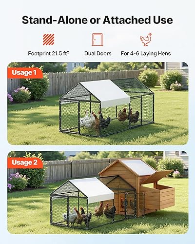 Vista 70 de VEVOR Gallinero de metal, 6.56 x 6.56 x 6.56 pies con tapa, gallinero de techo con cerradura de seguridad, corrales de aves de corral para patio