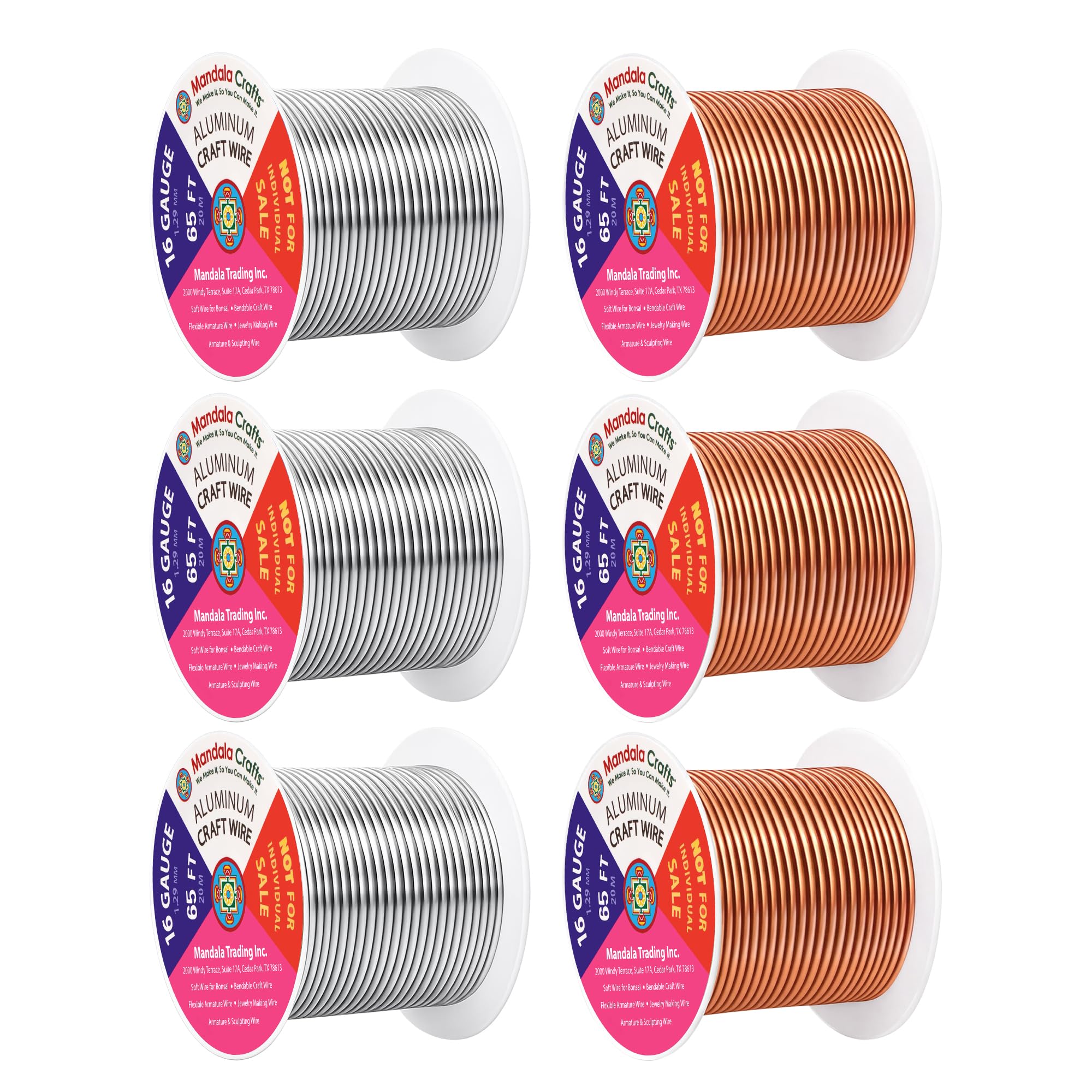 Mandala Crafts 16 GA Copper Silver Tone Combo Anodized Aluminum Craft Wire