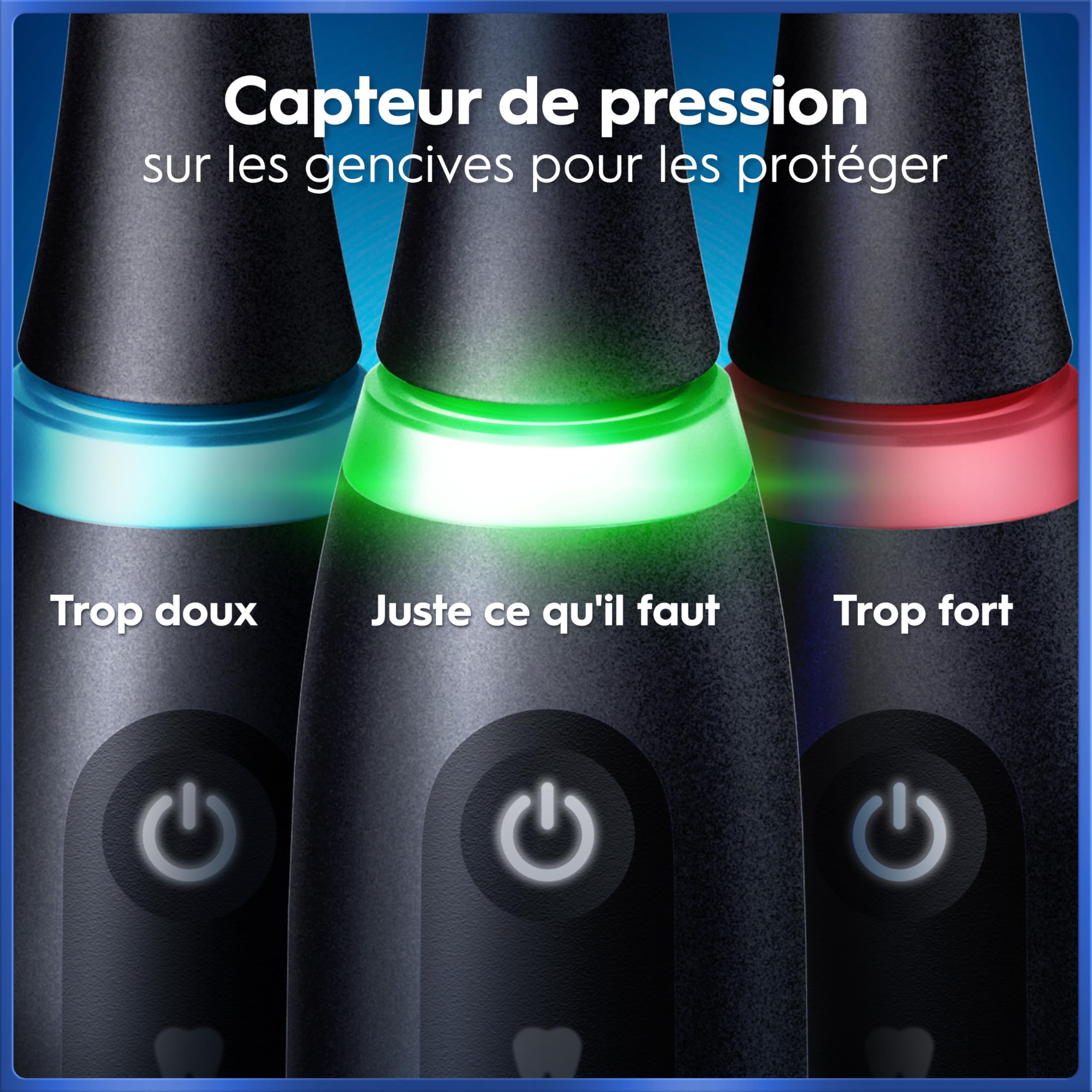 Oral-B Brosse à Dents Electrique iO 5 avec 3 Brossettes de Rechange, Noire – 5 Modes de Brossage dont Douceur et Blancheur, Capteur de Pression sur les Gencives et d’Usure, Batterie Rechargeable