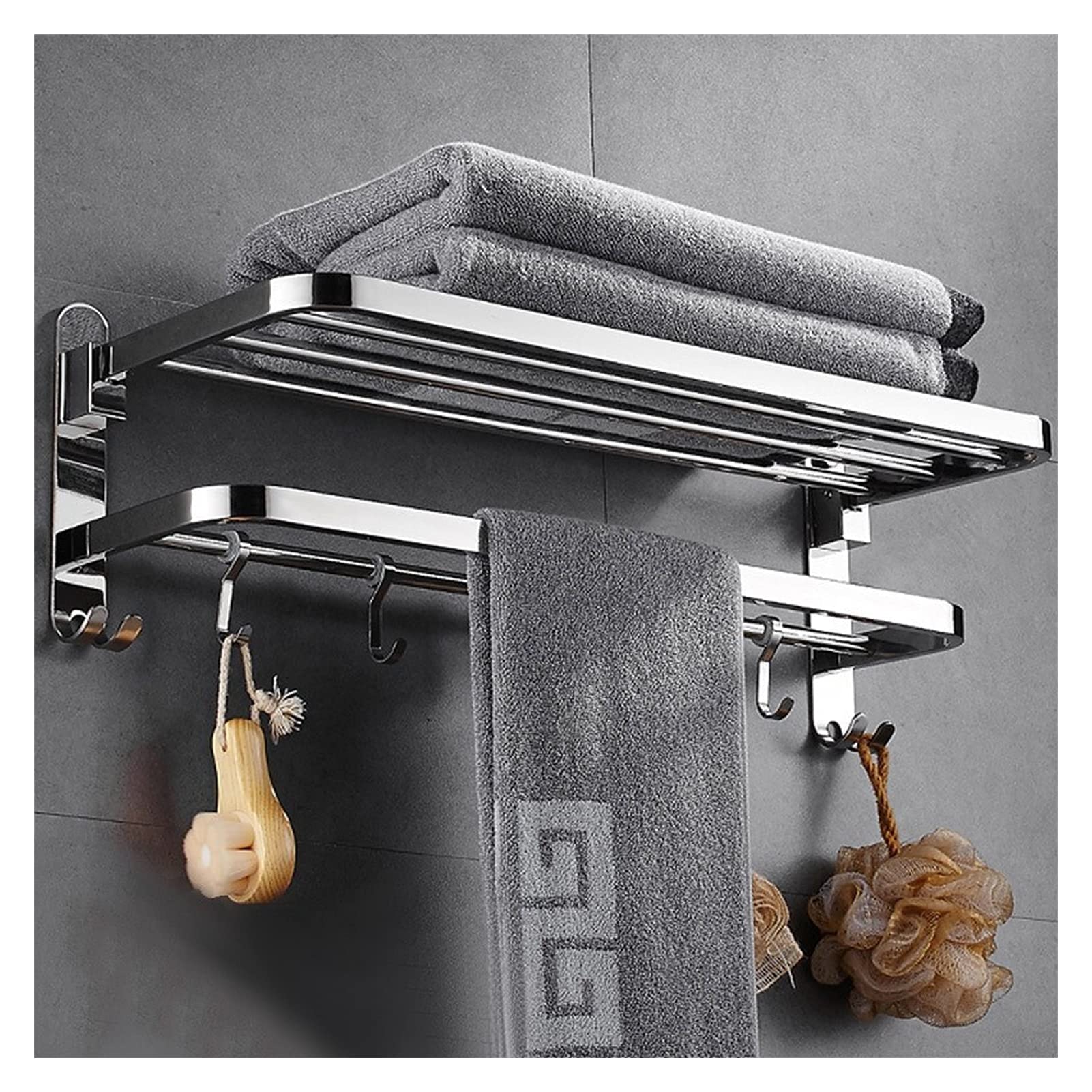 TOMYEUS Shower Caddy Bathroom Shelf 304 Stainless Steel Towel Racks for Bathroom Storage Organizer Wall Mount Wall Mounted