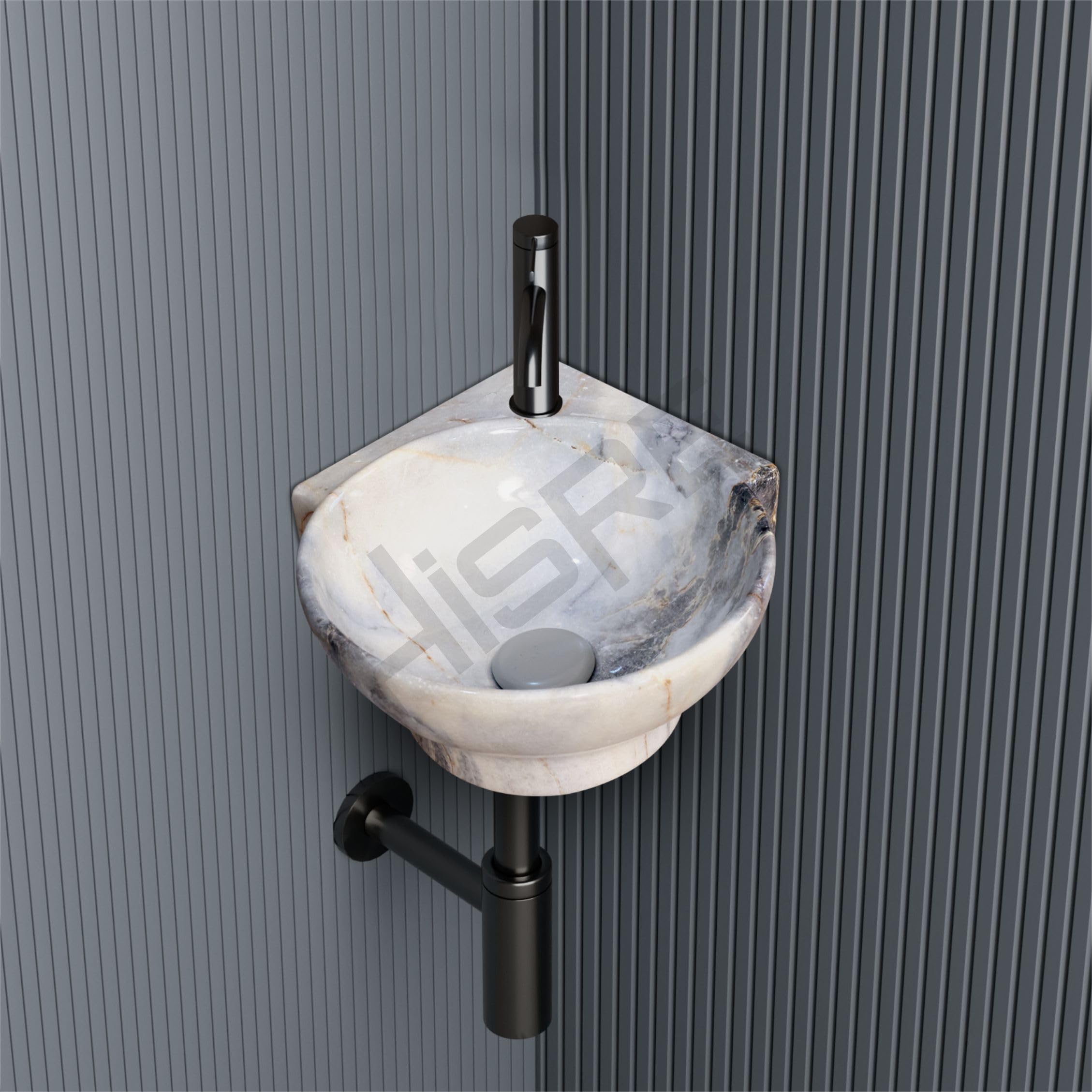 HISRE Wall Mounted Wash Basin for Bathroom | Ceramic Wash Basin Wall Hung Small Corner Wash Basin/Sink (Style - E), photo 1 of 5