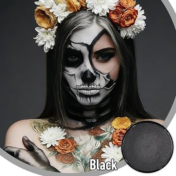 Water Based Cream Face Body Paint Palette, Halloween Makeup Paint (Black) | Professional Water Activated Non-toxic Washable Face Paint for Adults Teens, Halloween Carnival Cosplay, SFX Theater Makeup