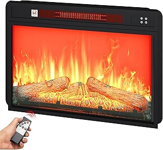DWVO 23 Inches Electric Fireplace Insert, Recessed Fireplace Heater with...