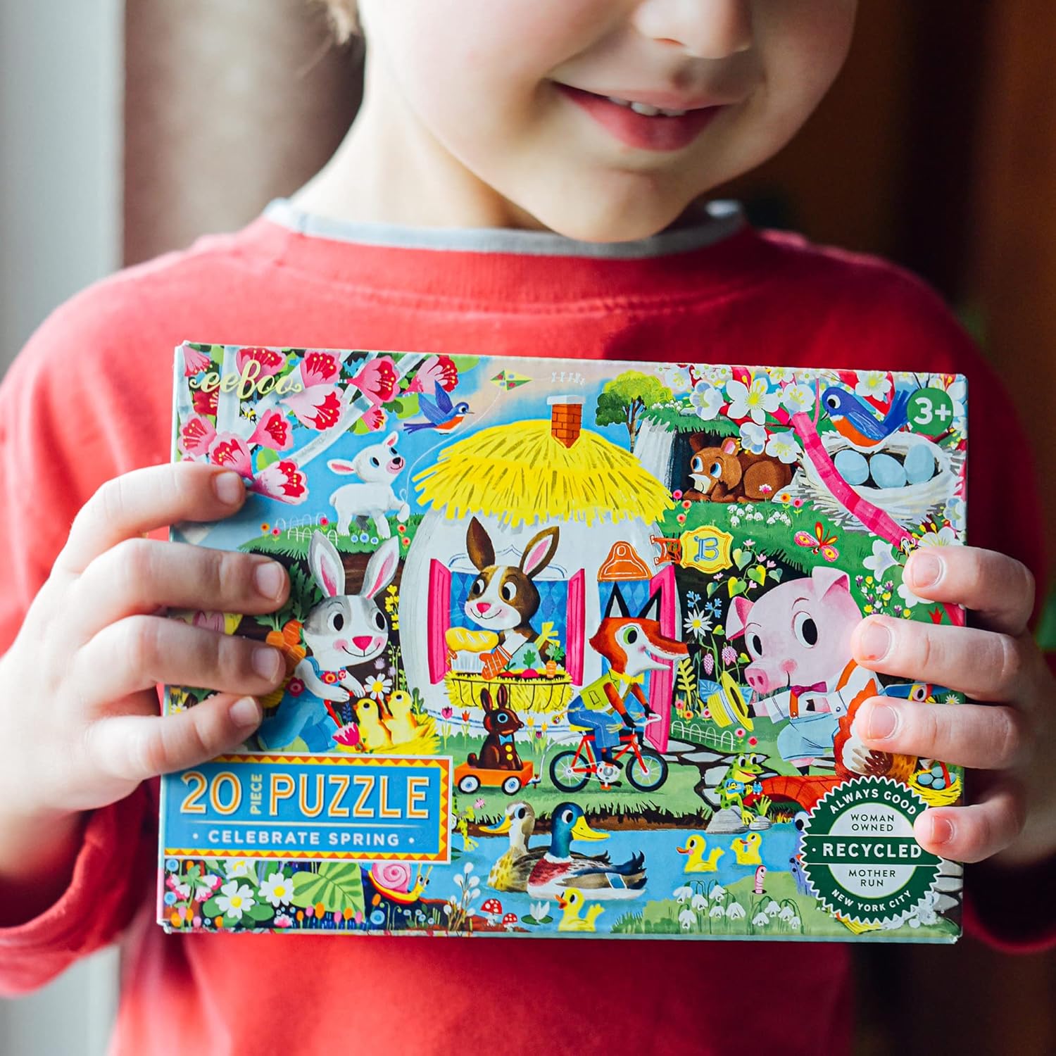 eeBoo: Celebrate Spring 20 Piece Puzzle for Kids, Encourages Hand-Eye Coordination, Fine Motor Skills, and Problem Sloving, 15" x 11" Once Completed, For Ages 3 and up