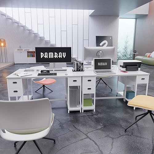 Miniatura 13 de Pamray Escritorio para computadora de 39 pulgadas con soporte para monitor, pequeños escritorios de oficina en casa con cajón de almacenamiento no