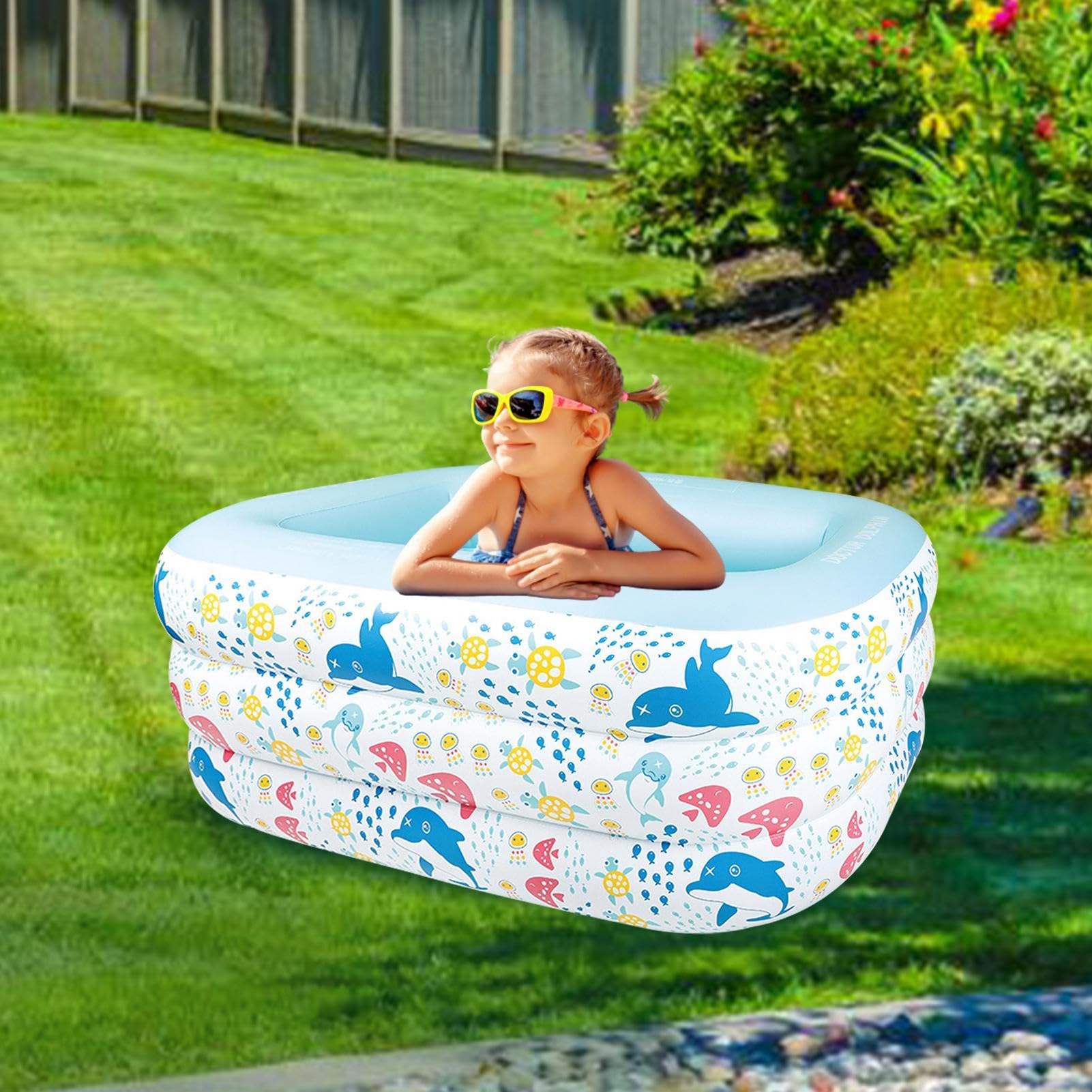 Piscina a pagaiata - gonfiabili della piscina | Blow Up Pools | Piscina per bambini con borsa per il deposito | Piccola irrigazione all'aperto che gioca a piscine per bambini/ragazza/ragazzo spiaggia
