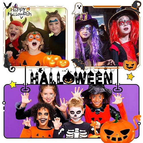 Miniatura 10 de Kit de pintura facial para niños, kit de pintura facial no tóxica a base de agua, 20 colores, pintura facial profesional para niños con plantillas y