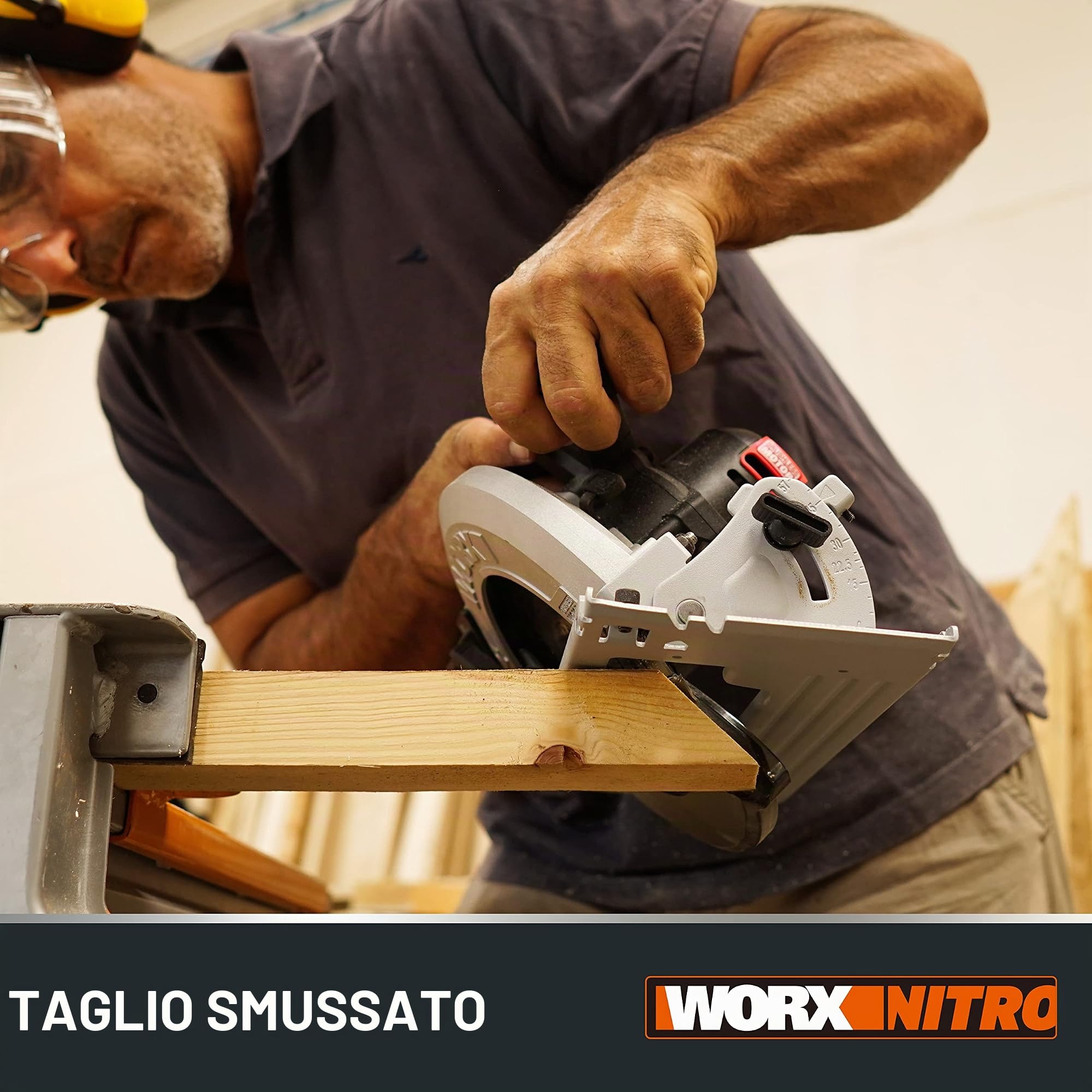 WORX WX520.9 Sega circolare Brushless 20 V Worx | PowerShare | Senza batteria, né caricatore | Base in alluminio, impugnatura ergonomica