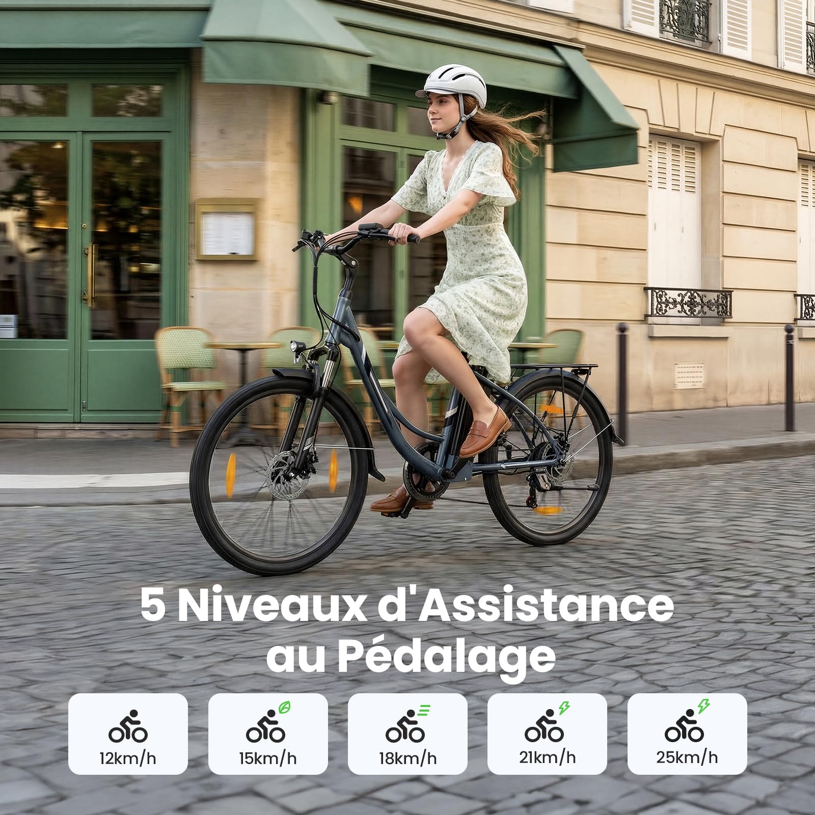 Touroll B1 Vélo Électrique, 26" vélo électrique Urbain avec 36V 15.6Ah Batterie Amovible, Vélo de Ville électrique 250W, 7 Vitesses, E-Bike Urbain pour Adulte