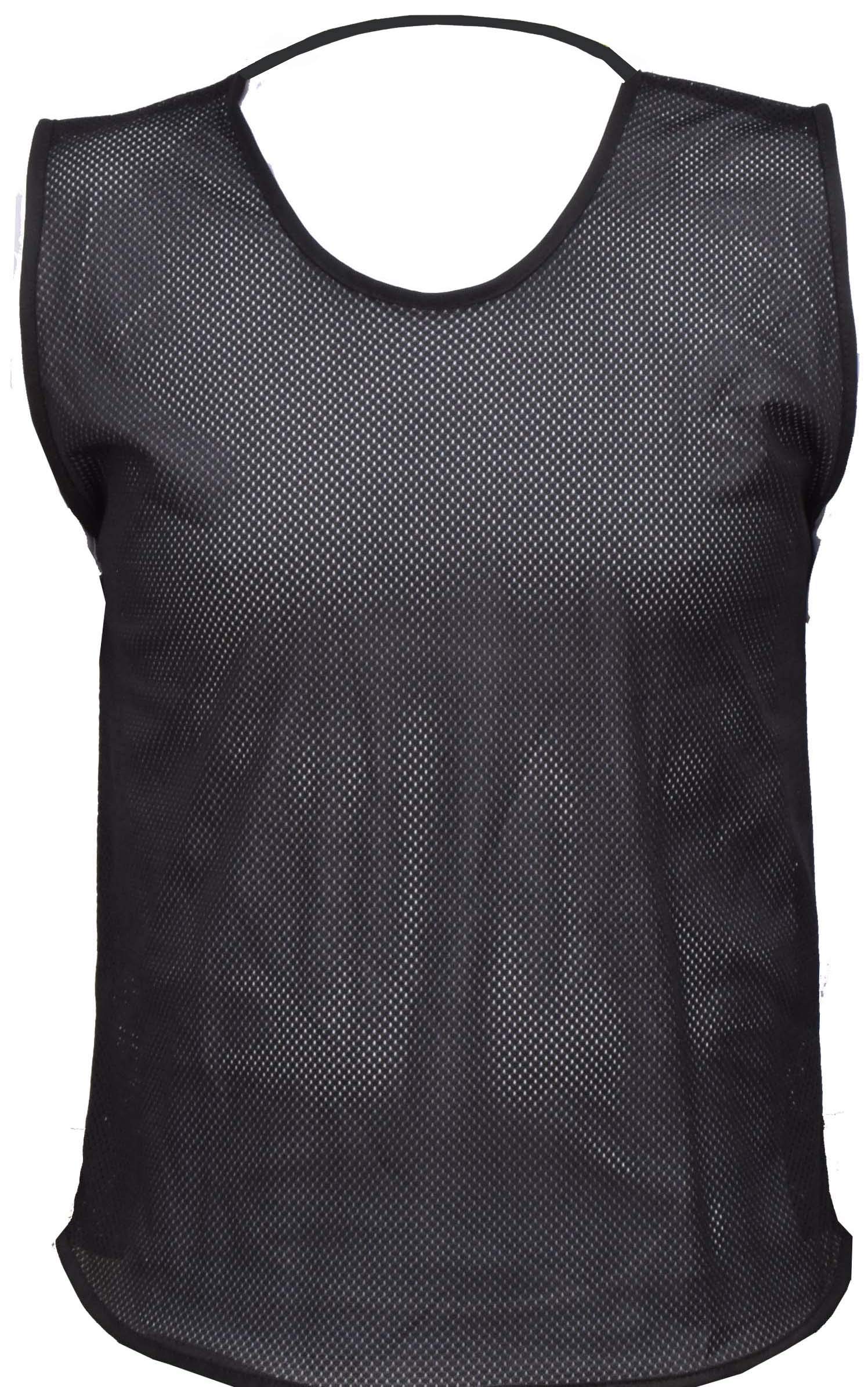 Pack of 10 Sports Training Bibs Football Rugby Hockey Netball Cricket Volleyball Vests Soccer Sports Club (7 Sizes 13 colours)) (Youth (Small - Medium), Black)