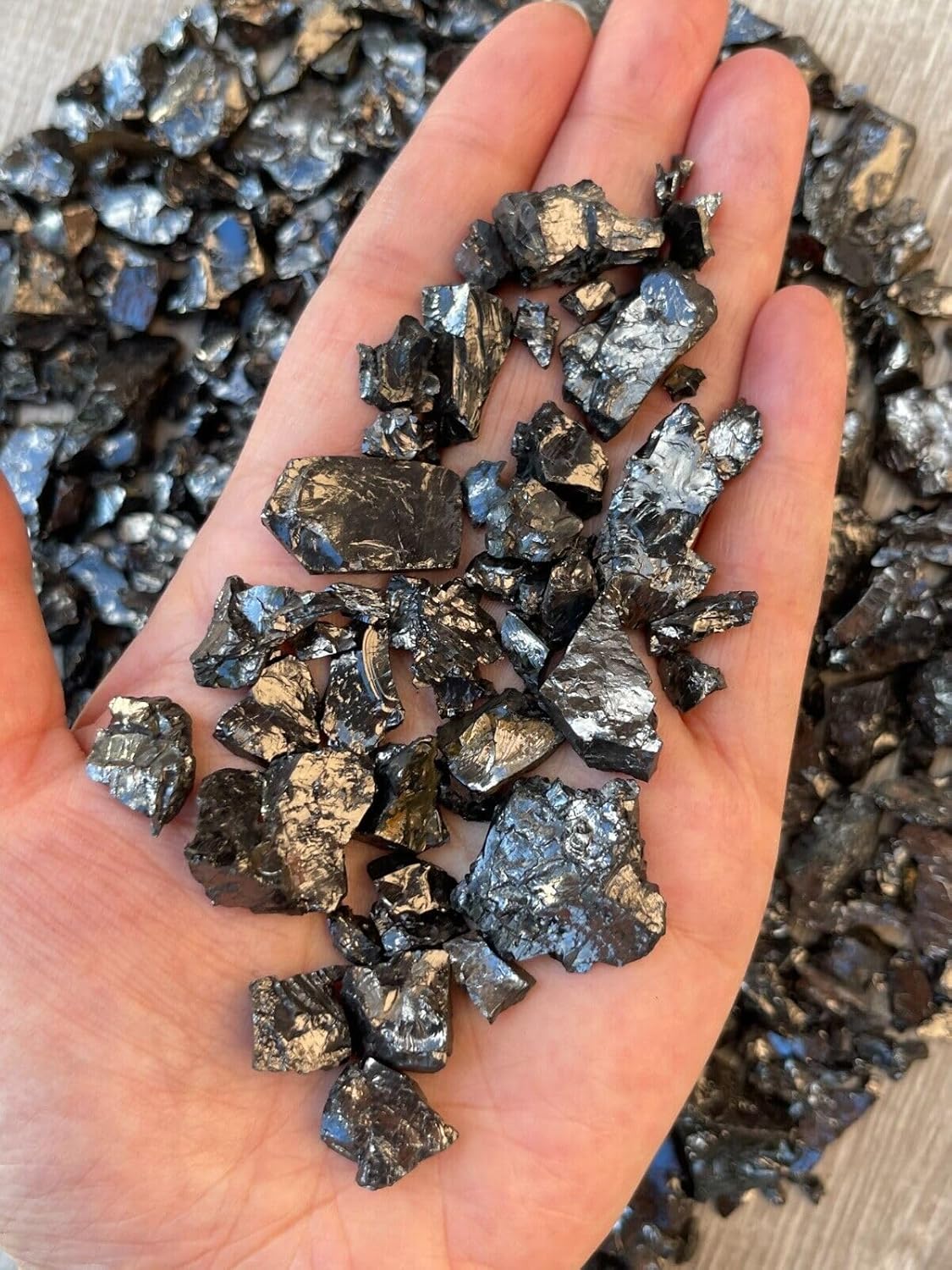 GAF TREASURES 4 oz Elite Noble Shungite – Small Raw Natural Crystal Stones (0.2–1") for Water Purification, Meditation, Reiki & Chakra Balancing