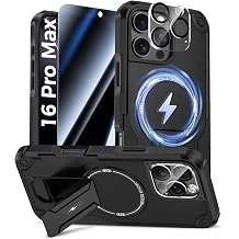 Goton 3 in 1 for iPhone 16 Pro Max Case with Privacy Screen Protector Black