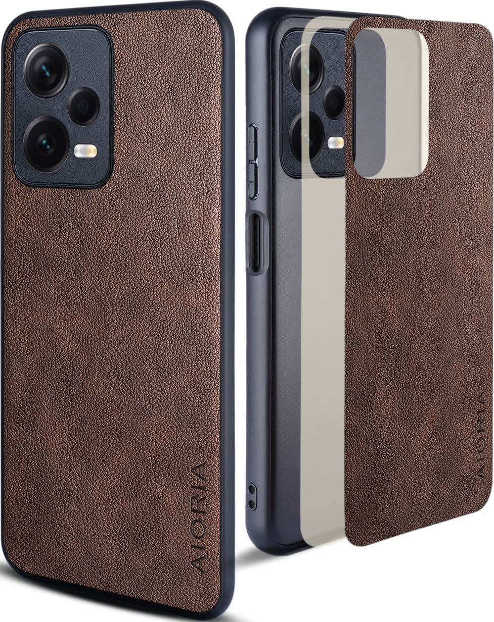 Funda protectora completa para Redmi Note 12 Pro 5G carcasa cuero retro cafe 8
