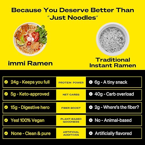 Miniatura 8 de immi Tom Yum Ramen "camarón", 100% a base de plantas, apto para dieta cetogénica, alto contenido en proteínas, bajo en carbohidratos, kit de comida