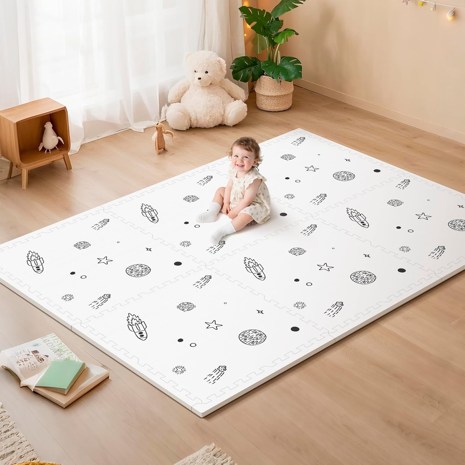 72x48 Baby Crawling Mat,Baby Foam Play Mat, Floor Mats for Kids for Infants with Interlocking Floor Tiles,Toddler Playmats for Indoor and Outdoor, Easy to Clean Playroom Mats(Galaxy)