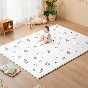 PIGLOG 72x48 Baby Crawling Mat,Baby Foam Play Mat, Floor Mats for Kids for Infants with Interlocking Floor Tiles,Toddler Playmats for Indoor and Outdoor, Easy to Clean Playroom MatsGalaxy