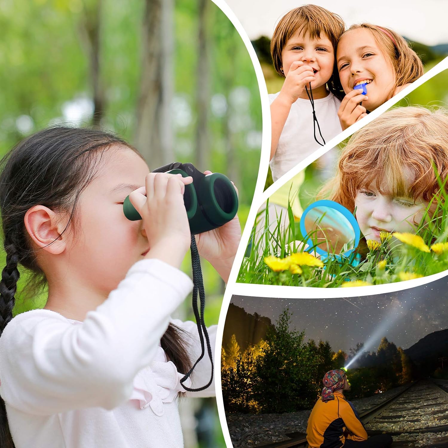 Bug Catcher Butterfly Kit with Binoculars Flashlight Compass Magnifying Glass Butterfly Net Bug Cage, Indoor Outdoor Bug Catching Kit, Kids Toys for Camping Hiking, Gift for 3-12 Year Old Boys&Girls
