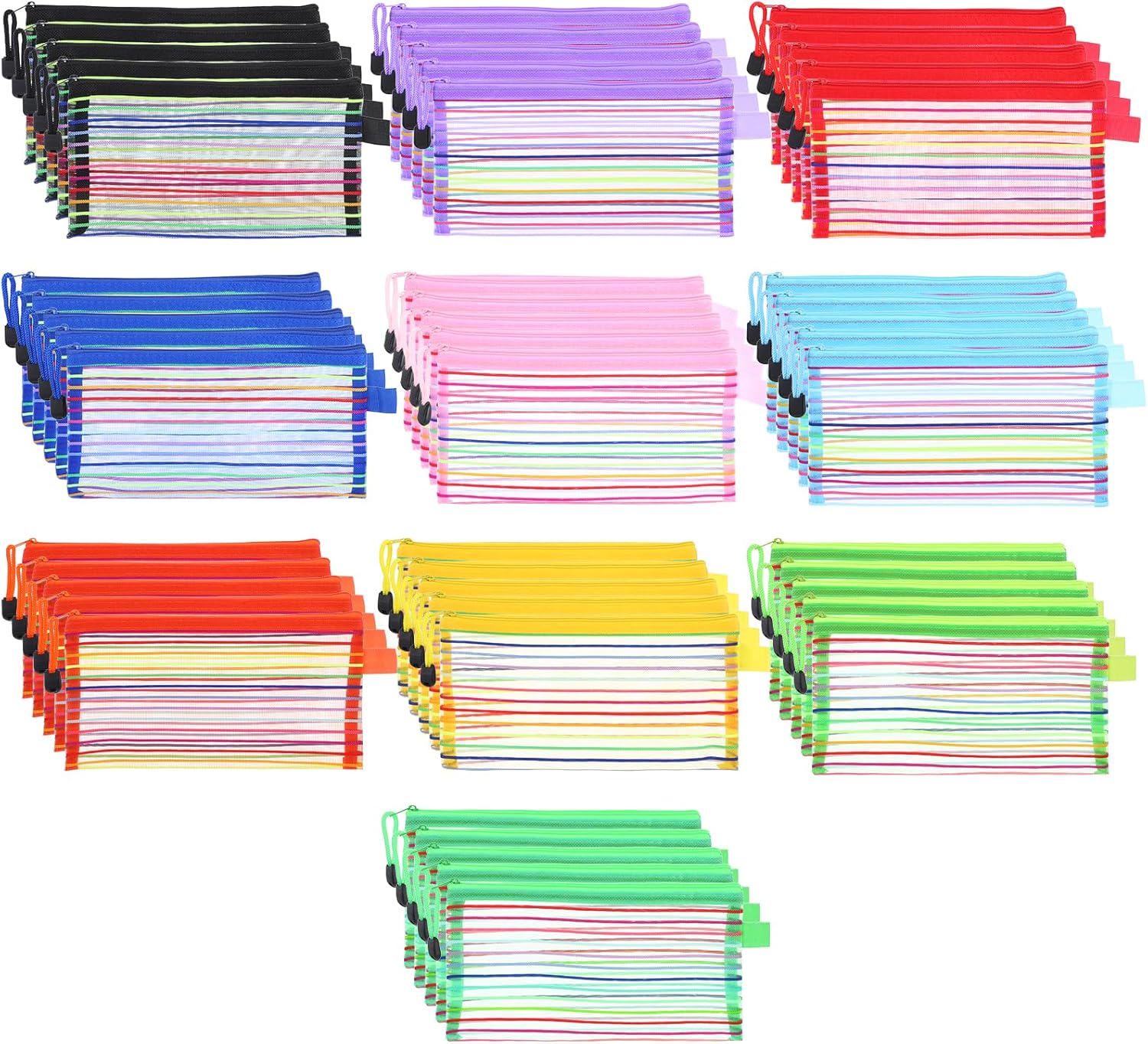 Lemecima 80 Pack 10 Colors Mesh Zipper Pouch Bags, Small Pouch Pencil Case Bulk, Cosmetics Makeup Bags Accessories Storage Bag, Home Organizing Office Supplies