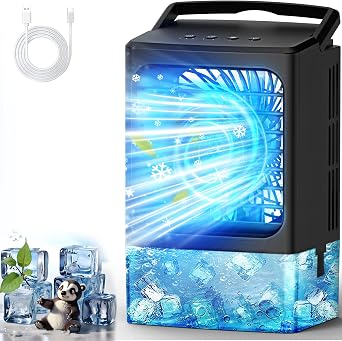 Portable Air Conditioners,Upgraded Portable AC Small Air Conditioner Personal Air Cooler Mini Evaporative Cooler 3 Wind Speed Portable Small AC with 7 Night Light for Room Home Bedroom Office