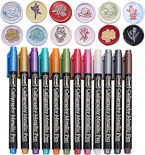 Wax Seal Pen Kit 12pcs, 12 Color Wax Seal Pen Set Metallic Marker Gold Silver Pens for Wax Seal Stickers Décor Personalized Wax Seal Stamp, Suitable for All Color Wax Seal Beads Wax Seal Sticks
