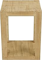 Vista 5 de Mesa auxiliar moderna de madera rústica de 2 niveles, mesas de noche compactas para sala de estar, mesita de noche rectangular minimalista