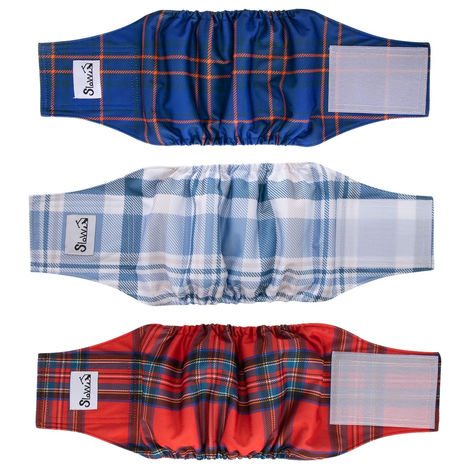 SlowTon 3 Pañales para Perros machos, Pañales Lavables Bandas para el Vientre para Perros machos y Cachorros Perritos, pañales Altamente absorbentes con Cierre Fuerte y Flexible, Paquete de 3