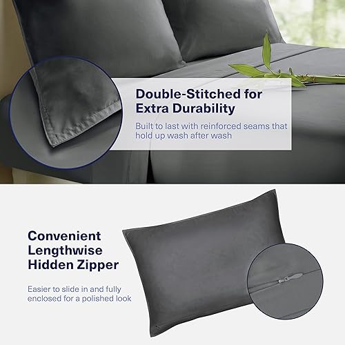 Miniatura 5 de Kickoff Sábanas de bambú de viscosa tamaño King, 4 piezas, 100% viscosa de bambú orgánico, juego de sábanas refrescantes tamaño King, ropa de cama