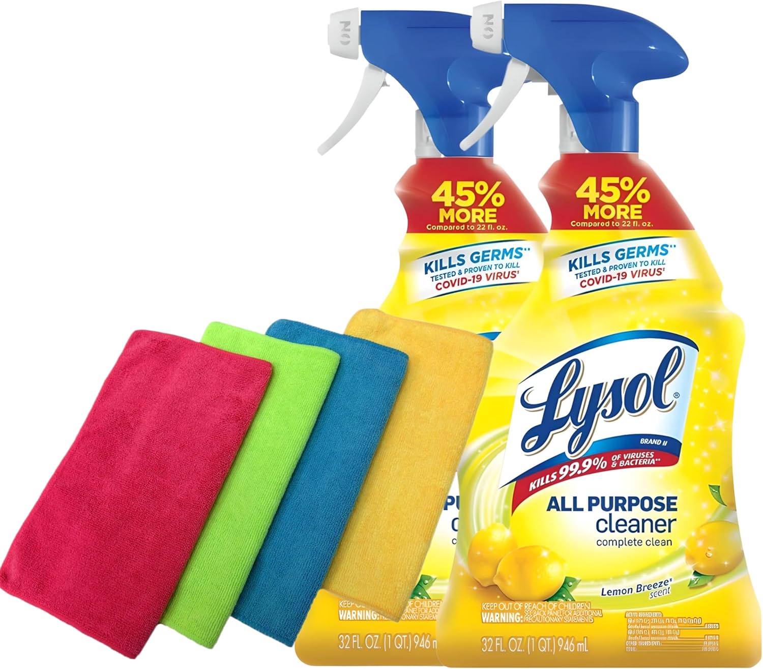 2 Lysol' AllPurpose Cleaner Bundled with 4 Microfiber
