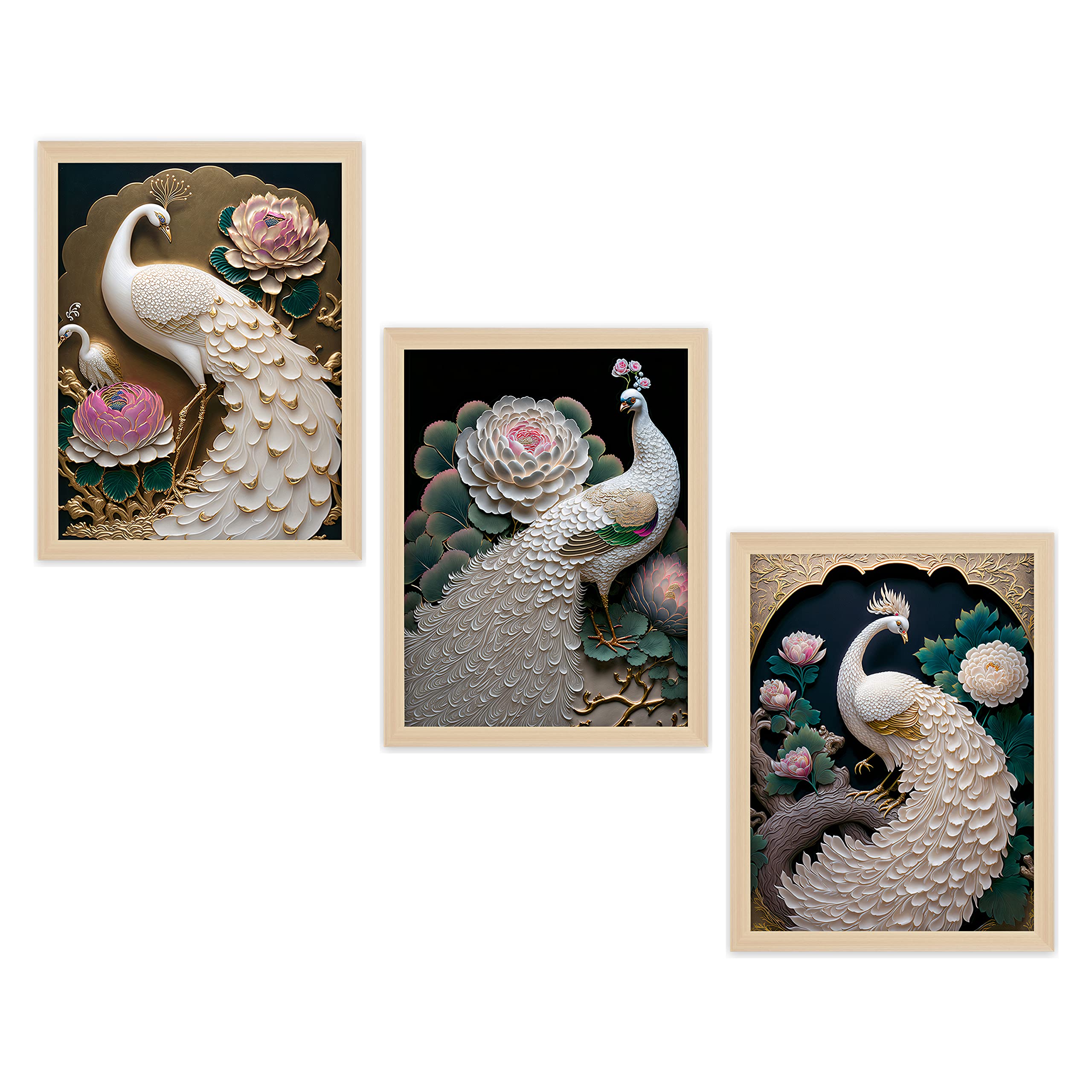 Gamya Wall Paintings For Living Room Bedroom Wall Decoration, Framed Wall Posters For Room Decoration (11x14 inches) Set of 3