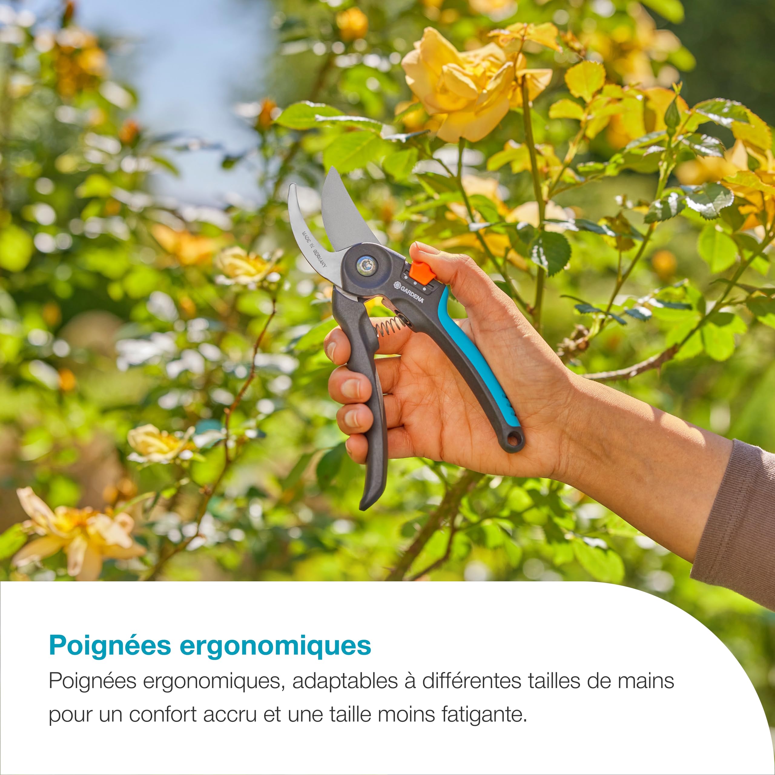Gardena Cisaille de jardin PremiumCut Flex: coupe en dérivation, pour bois frais, diamètre de coupe 24 mm, poignées ergonomiques, lames PowerCoating, fabriquée en Allemagne (12242-20)