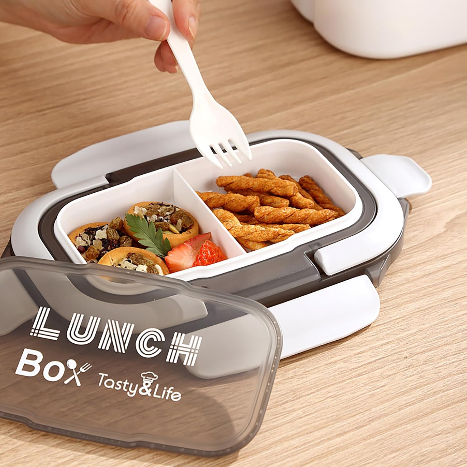 1400ML/47OZ Adult Bento Box, Leak-proof 3 Layers with Handle Portable Lunch Container, Lunch Box for Men and Women, BPA-Free, Microwave/Dishwasher/Freezer Safe, Reusable Snack Containers (Green) - Image 6