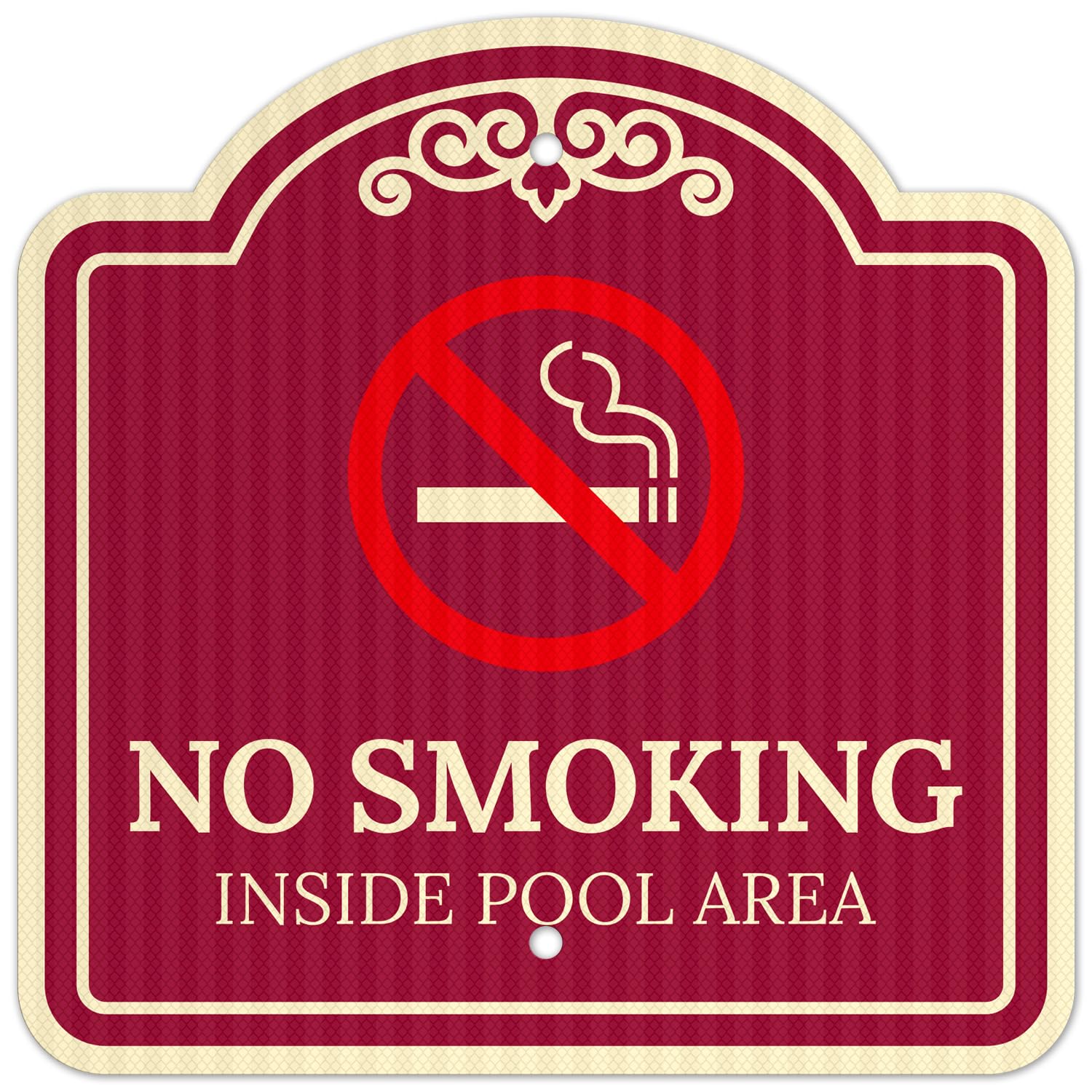 No Smoking Inside Pool Area Sign, 18x18 Inches, ACM, Fade Resistant, Made in USA