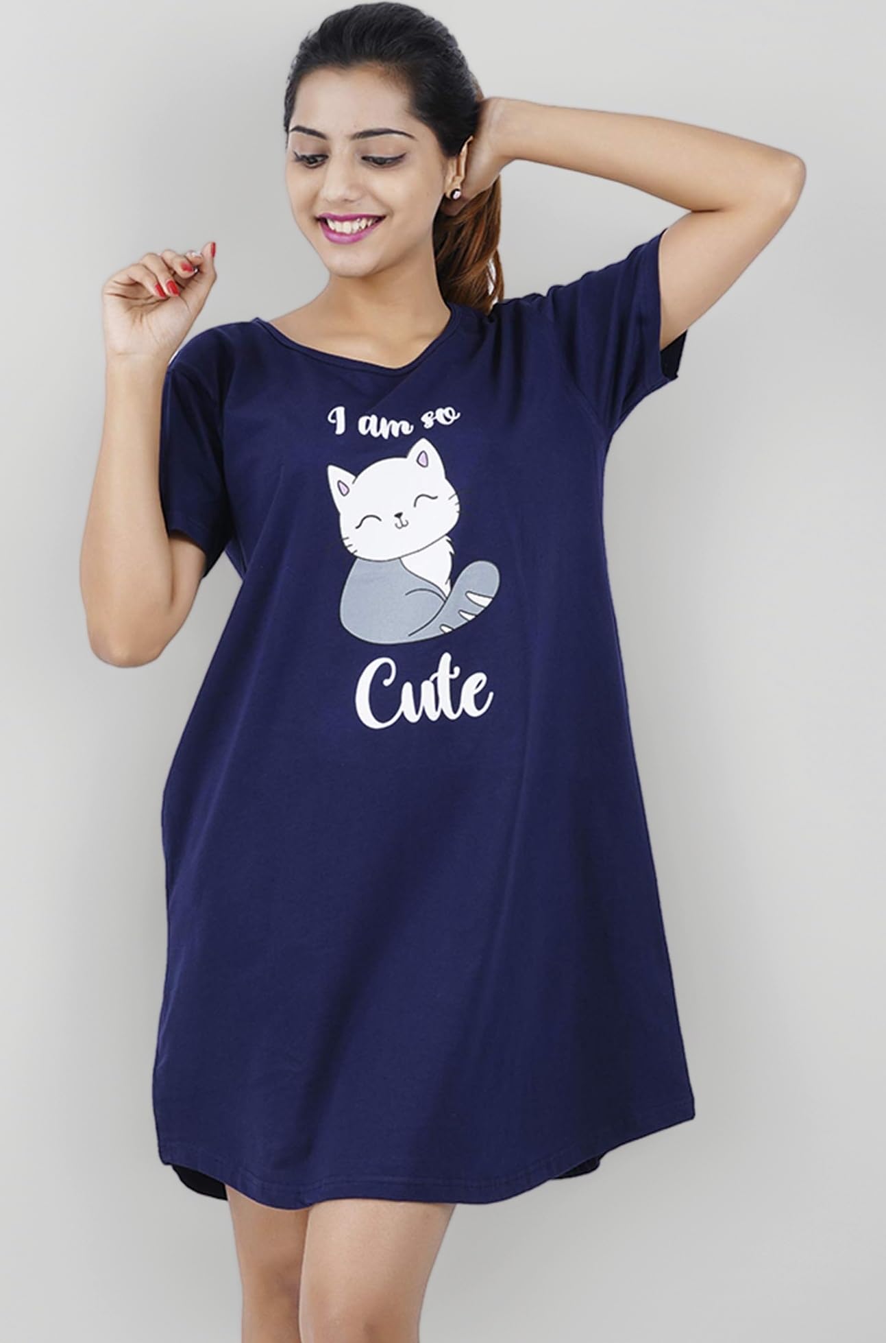 Printed Cotton Short Night Dress for Women Let me Sleep