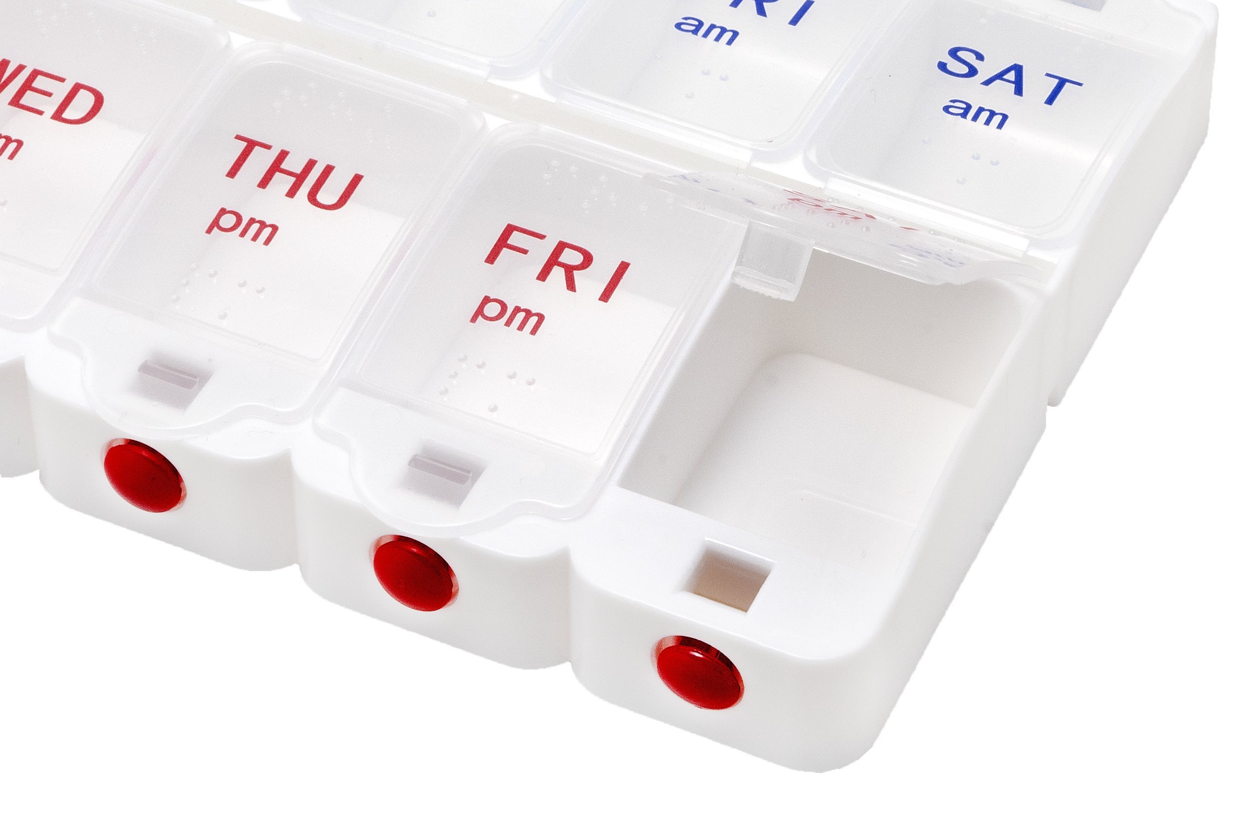 Weekly Pill Organizer Case 7 Day AM PM Push Button Vitamin Box Safe