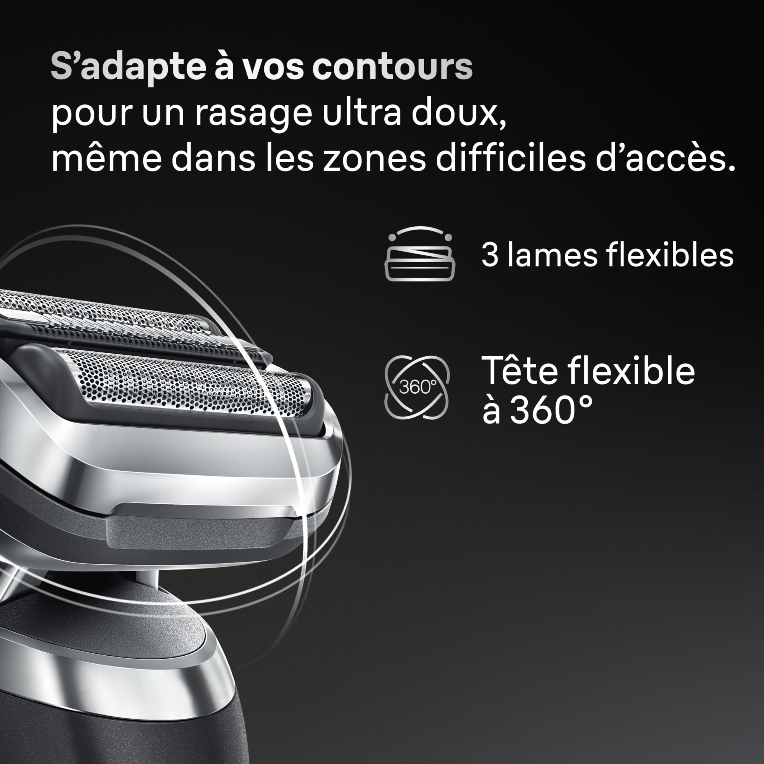 Braun Tête De Rasoir Electrique Homme Series 7 74S ORIGINALE, Argent, Remplacement De La Grille Pour Un Rasage De Près, Lames Flexibles, Elément De Rechange OFFICIEL Pour Rasoirs 70, 71, 72