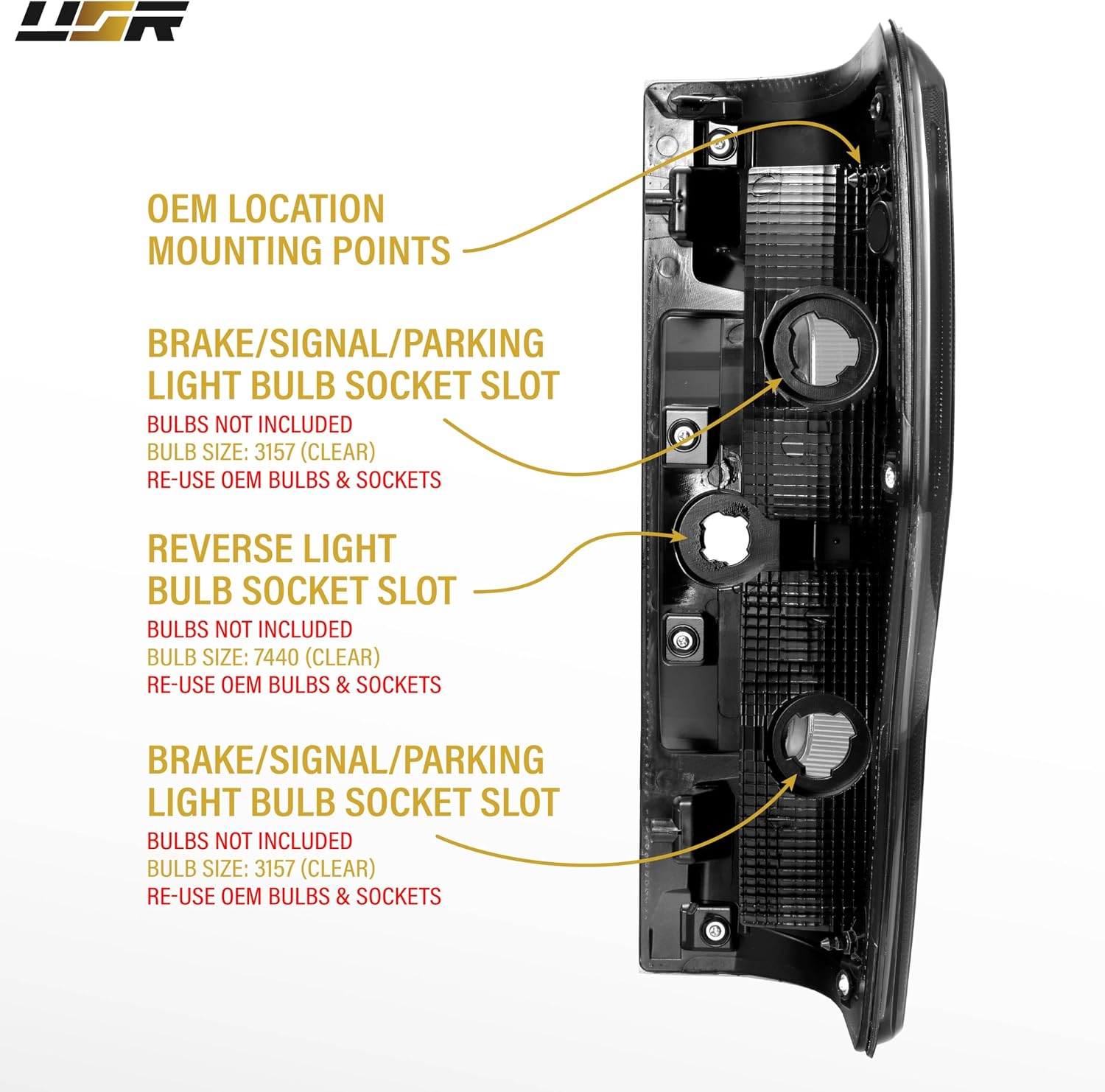 USR UNIQUE STYLE RACING Tail Light – Rear Lamps (Left + Right) Compatible with 2017-2019 Ford F250 F350 SuperDuty Pick Up Truck Super Duty HALOGEN & NO Blind Spot (SMOKE LENS WITH GUN METAL HOUSING)
