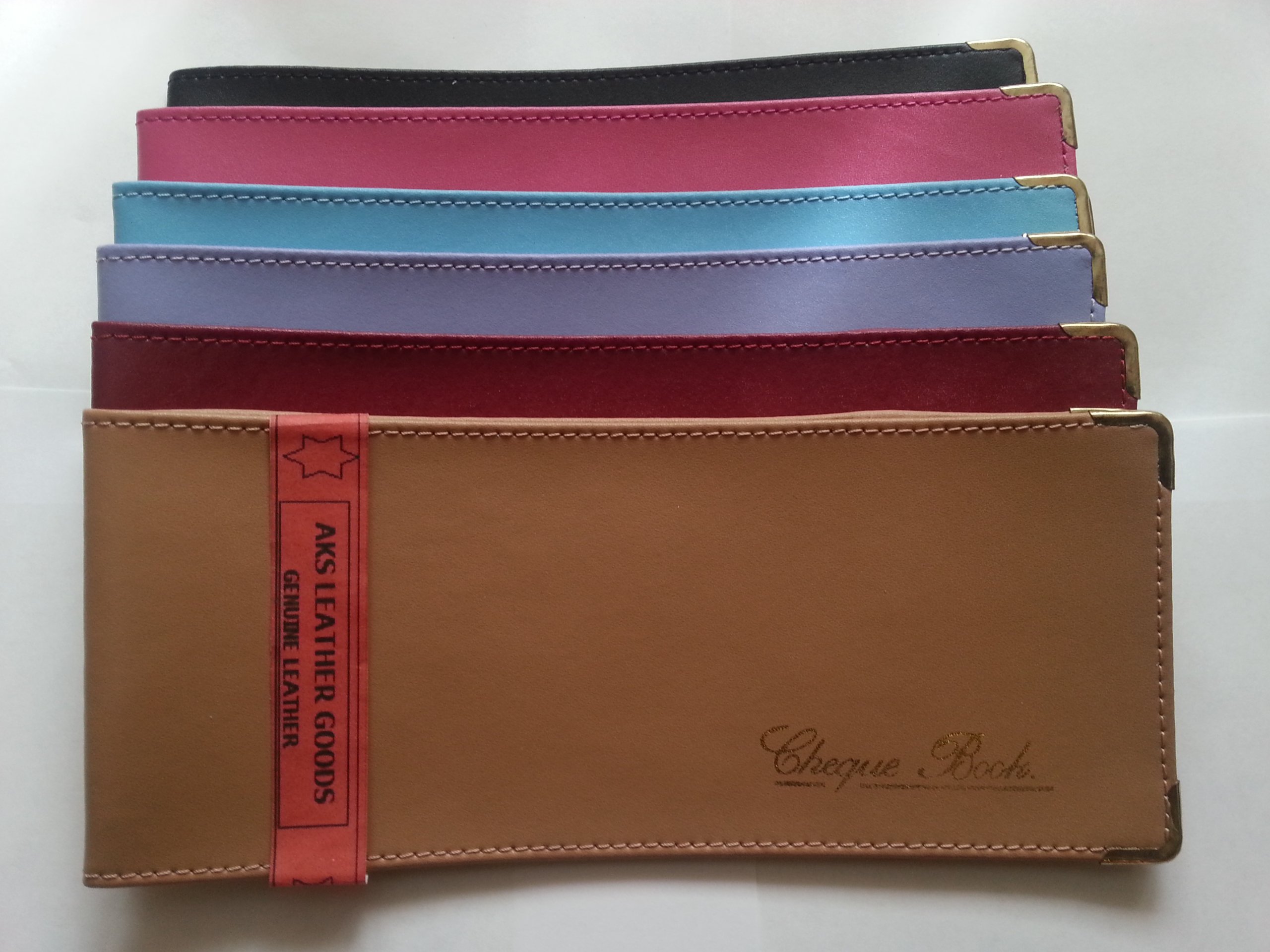 Porte-chéquier pliable en cuir Bleu, bleu, M