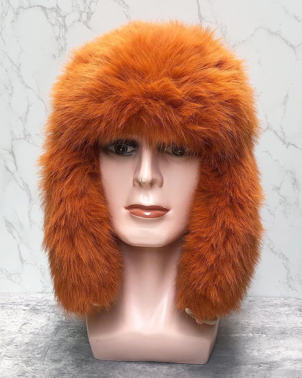Winter Warm Faux Fur Trapper Hat Fluffy Russian Cap for Outdoor Hunting Skiing