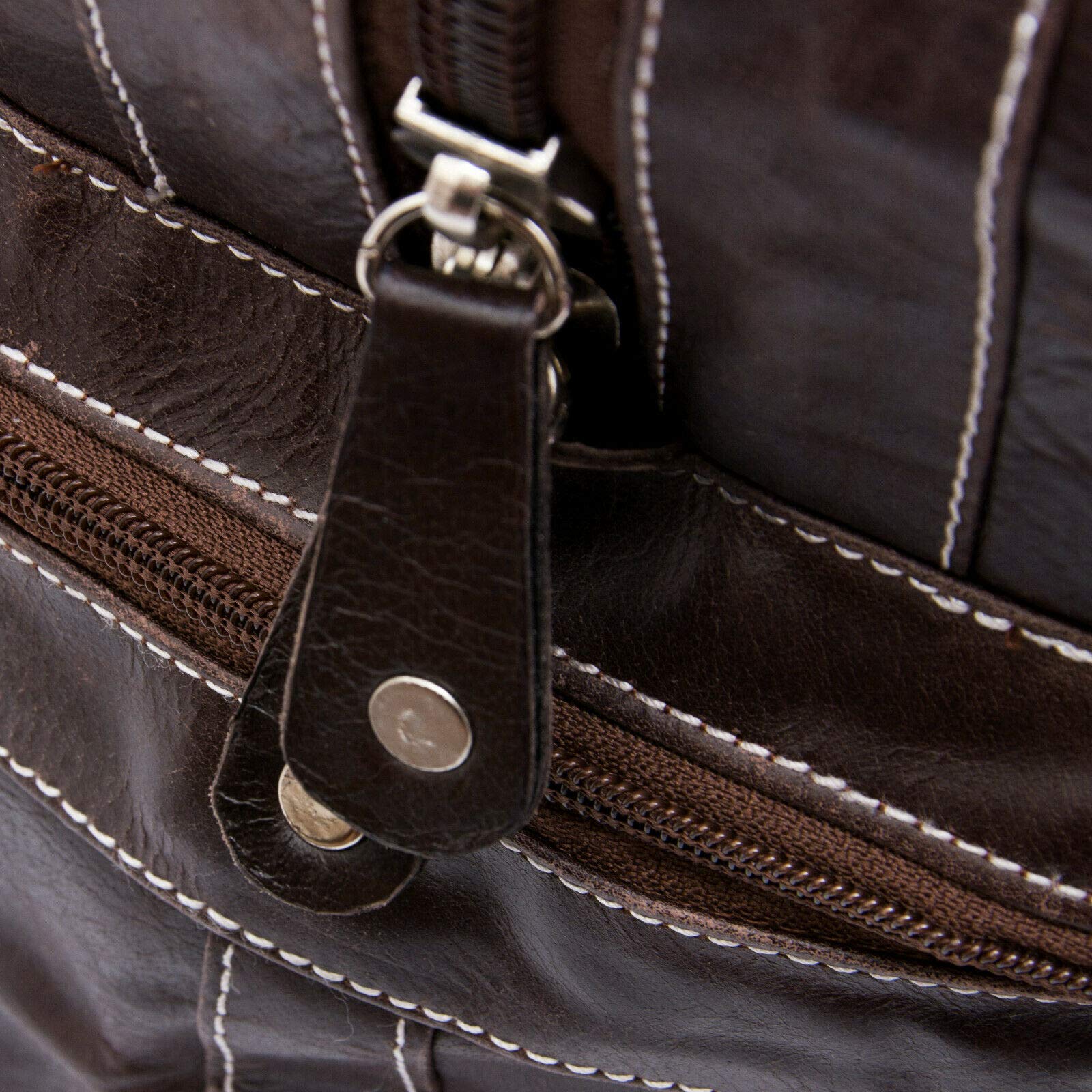 Bolso Holdall de Cuero Marrón Genuino Piel de Vaca y Fin de Semana Duffel Viaje