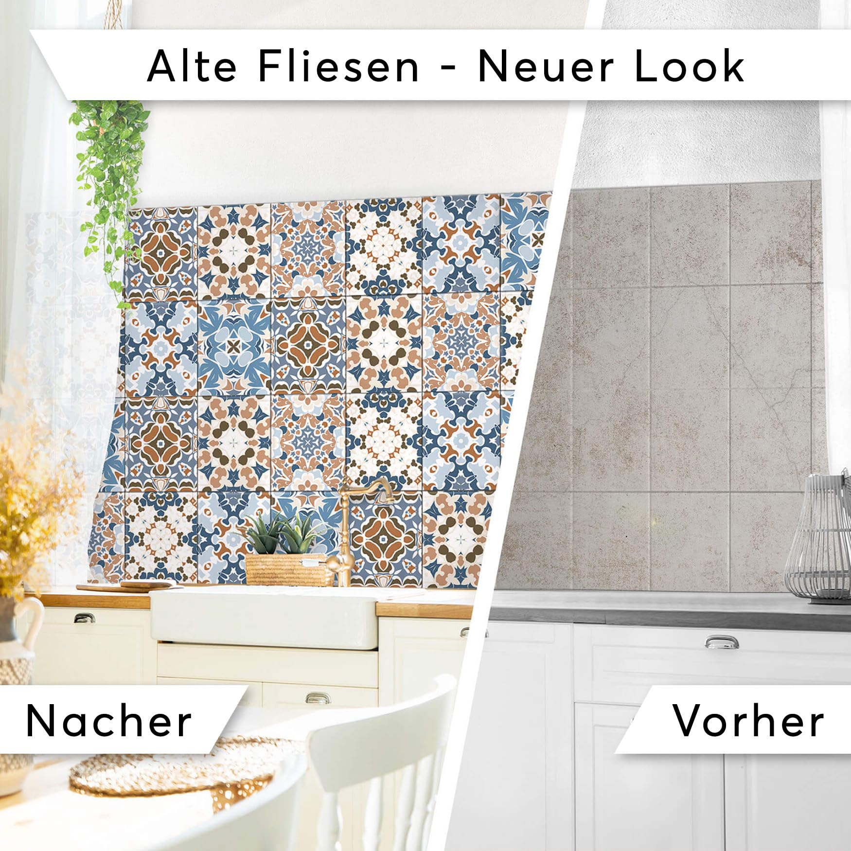 CREATISTO Mosaik Klebefliesen Stickerfliesen Fliesenfolie - Hochwertige Sticker Aufkleber für Wandfliesen I Stickerfliesen - Mosaikfliesen für Küche, Bad, WC Bordüre (15x20 cm I 18 -Teilig)
